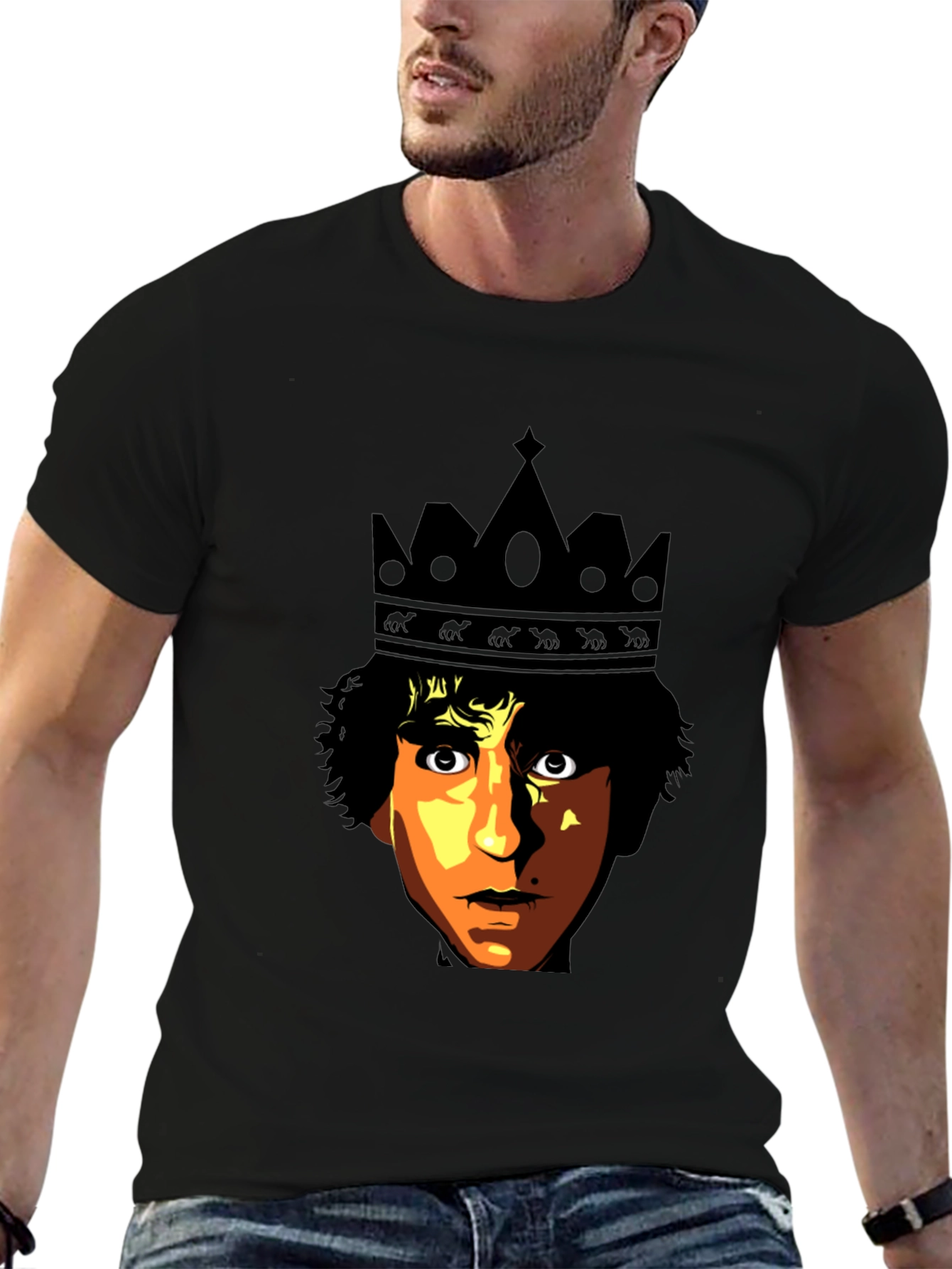 King Portrait Graphic T-Shirt - Black