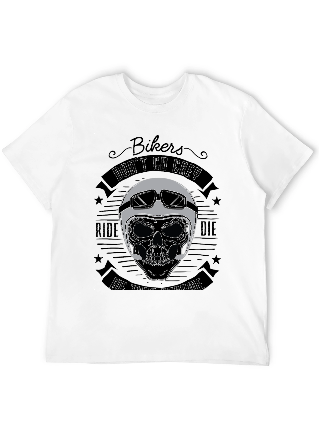 Bikers Dont Go Grey Skull T-Shirt