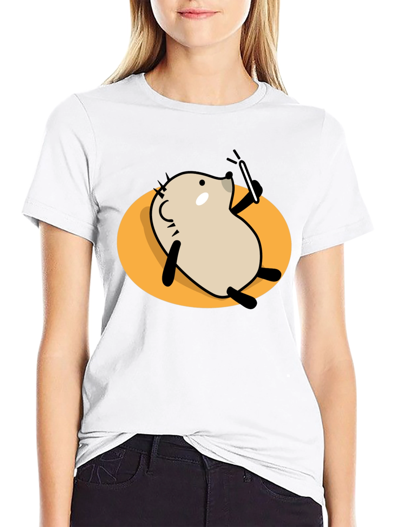 Cool Cartoon Animal Graphic Black T-Shirt