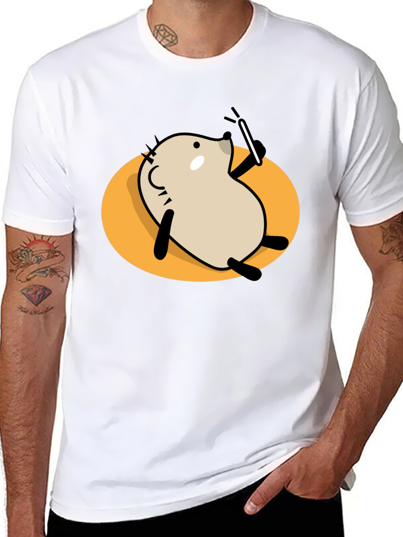Cool Cartoon Animal Graphic Black T-Shirt