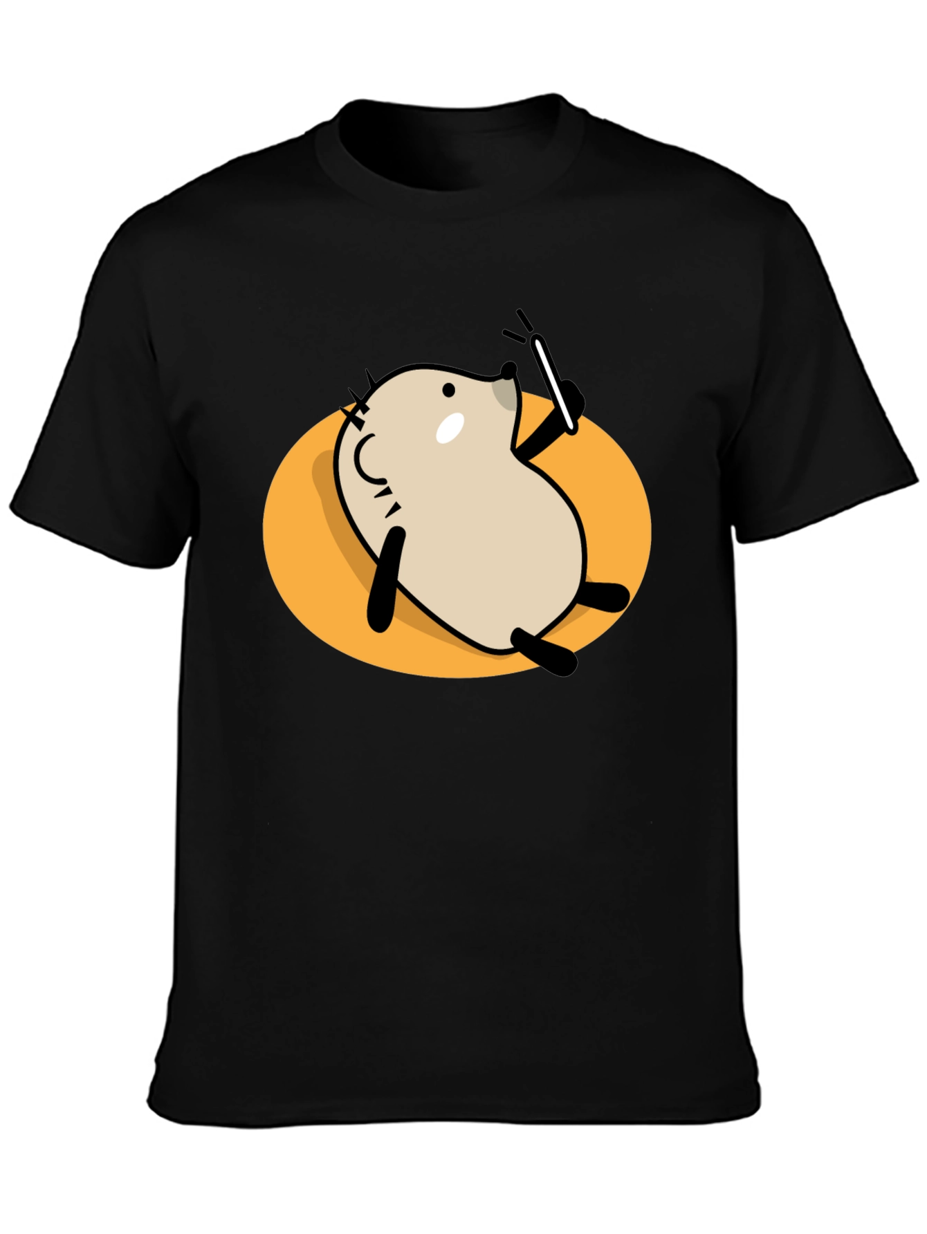 Cool Cartoon Animal Graphic Black T-Shirt