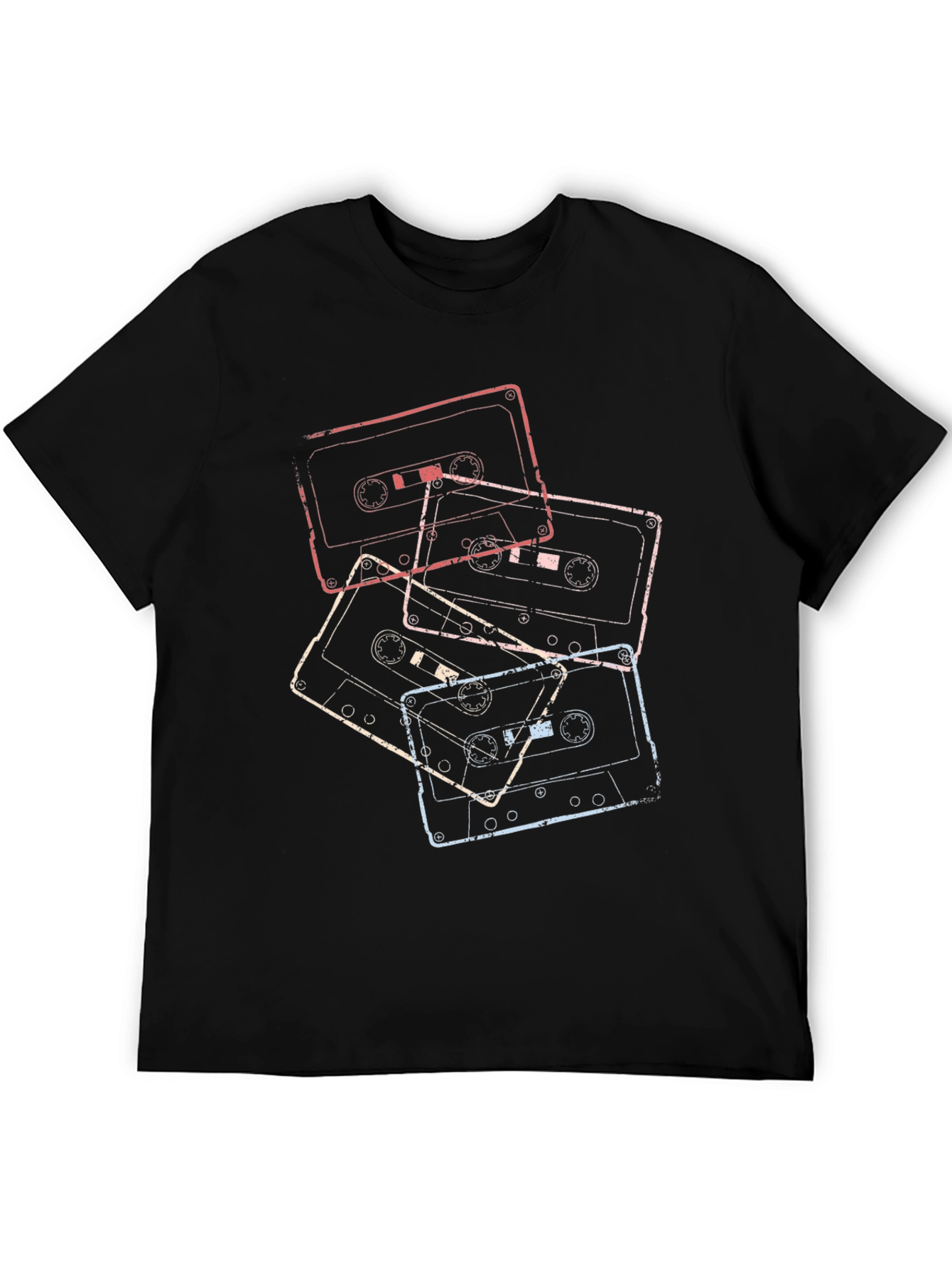 Retro Cassette Tape Graphic Tee - Black