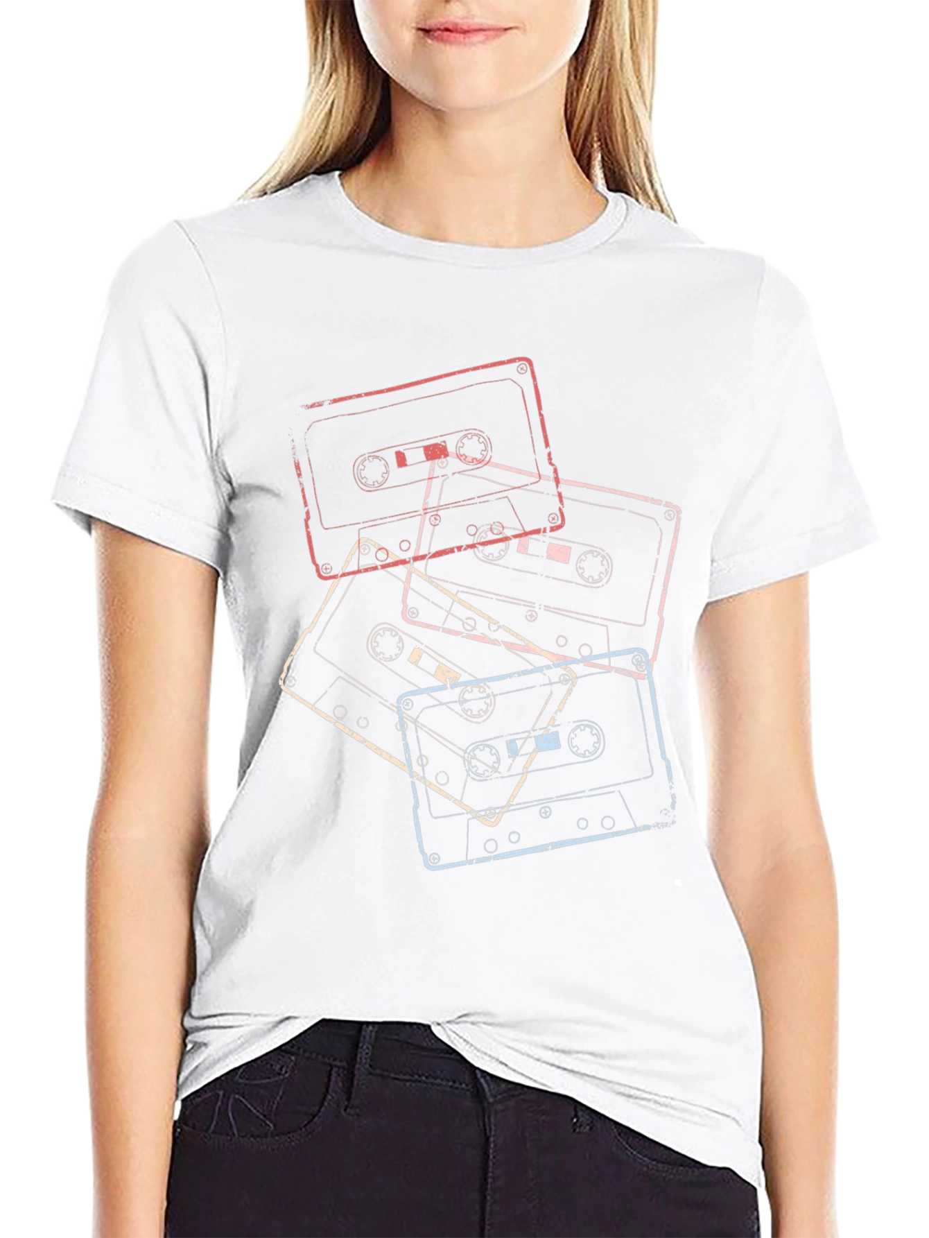 Retro Cassette Tape Graphic Tee - Black
