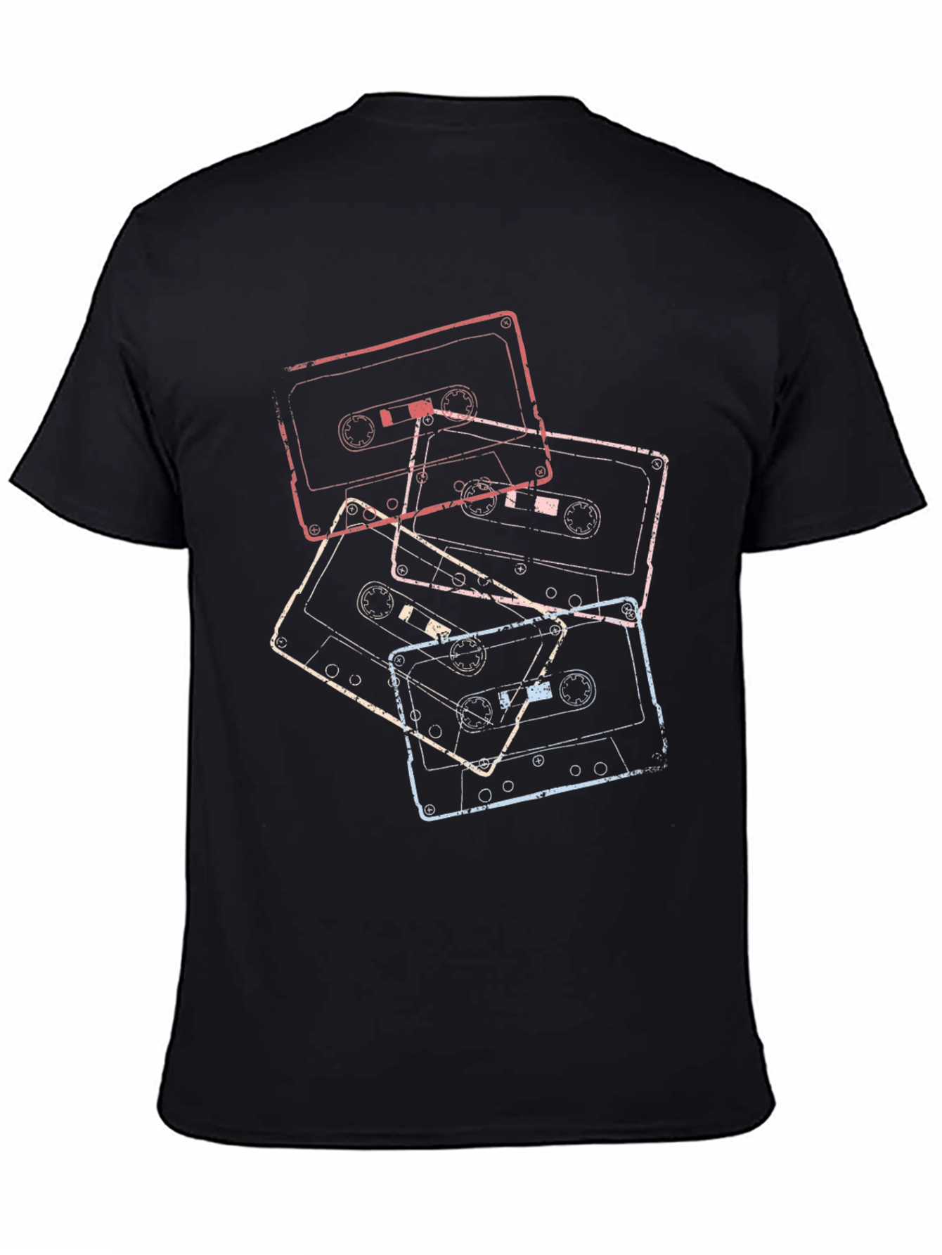 Retro Cassette Tape Graphic Tee - Black