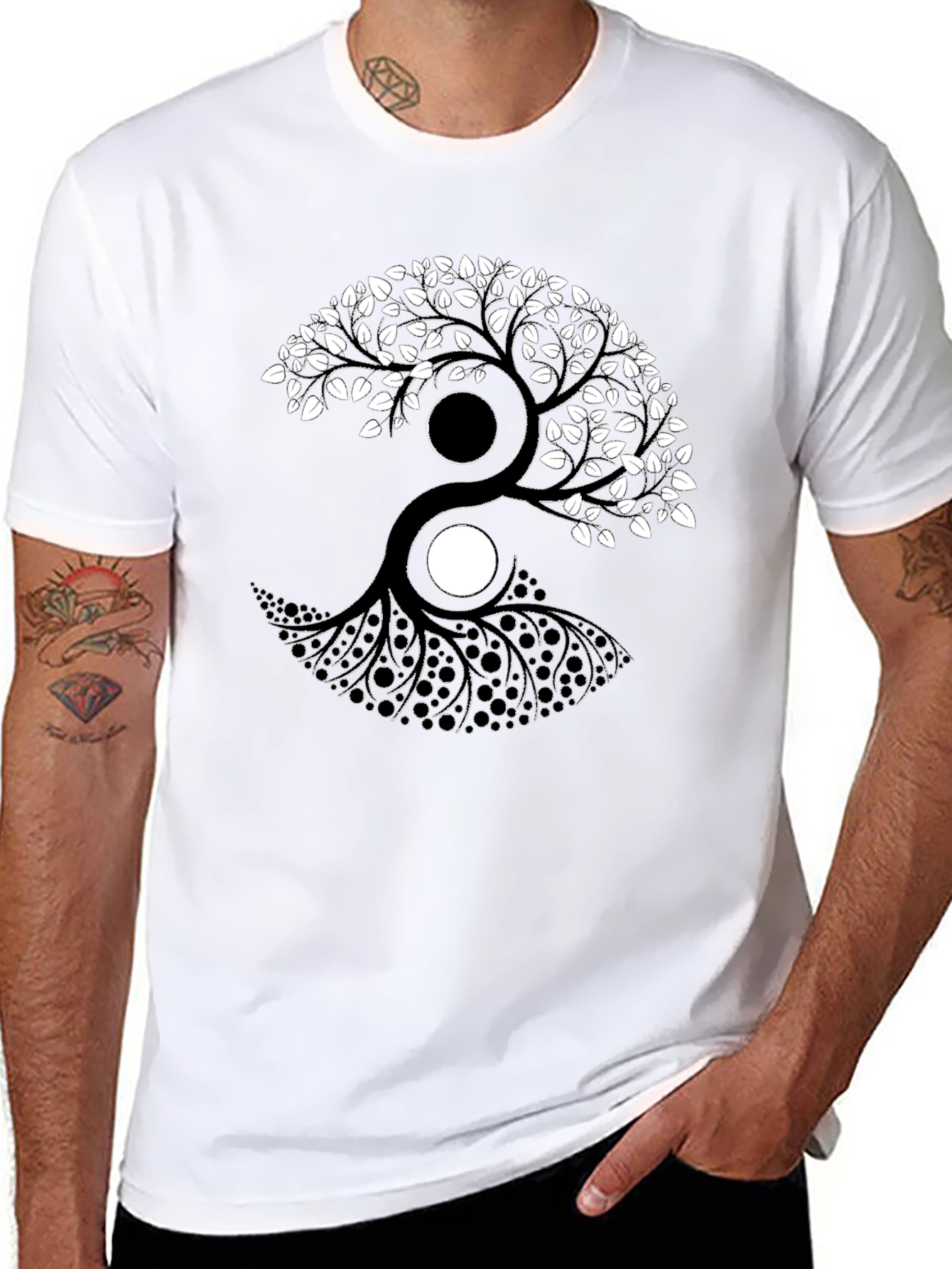 Yin Yang Tree Graphic T-Shirt - Balance & Style