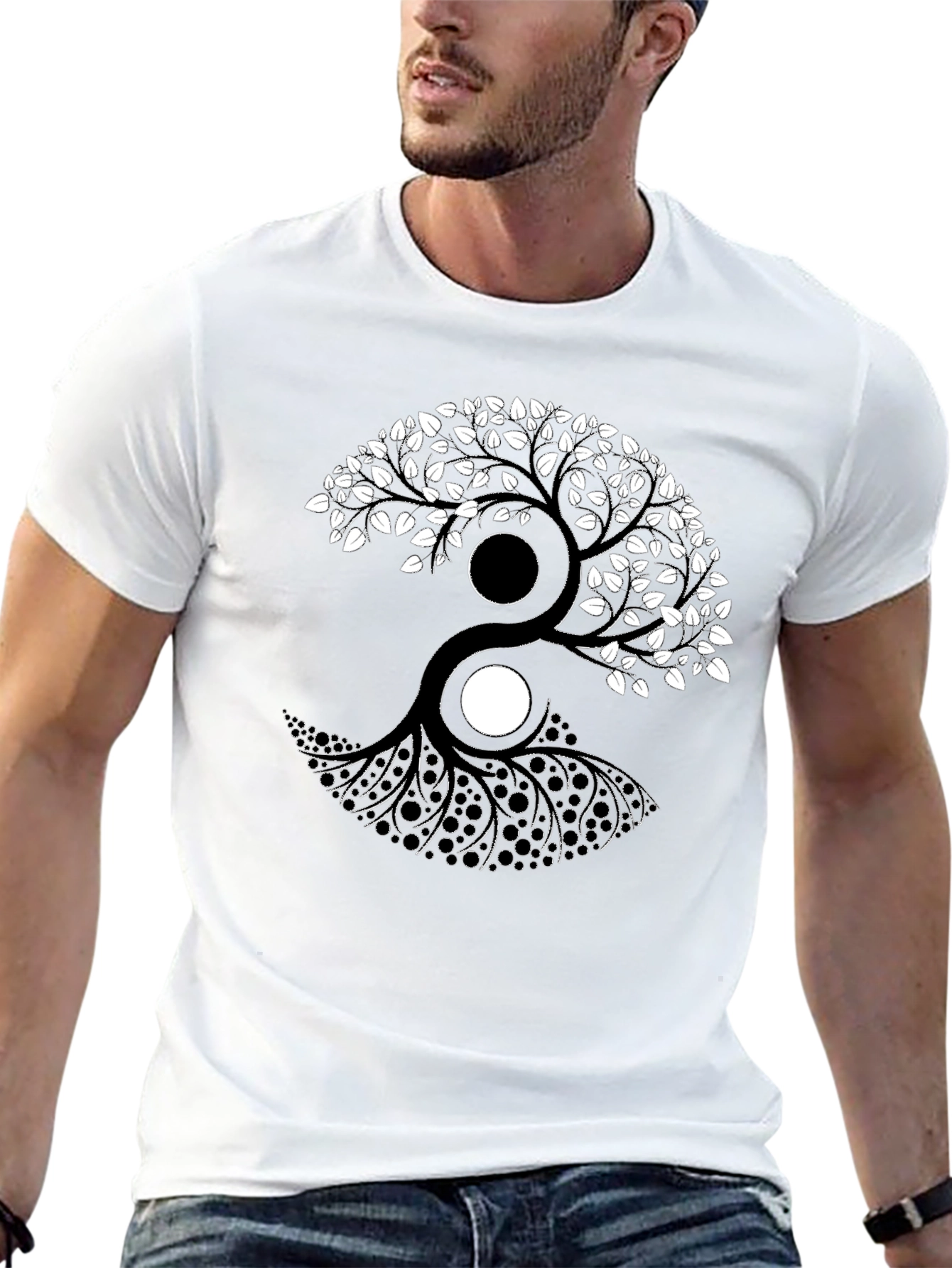 Yin Yang Tree Graphic T-Shirt - Balance & Style
