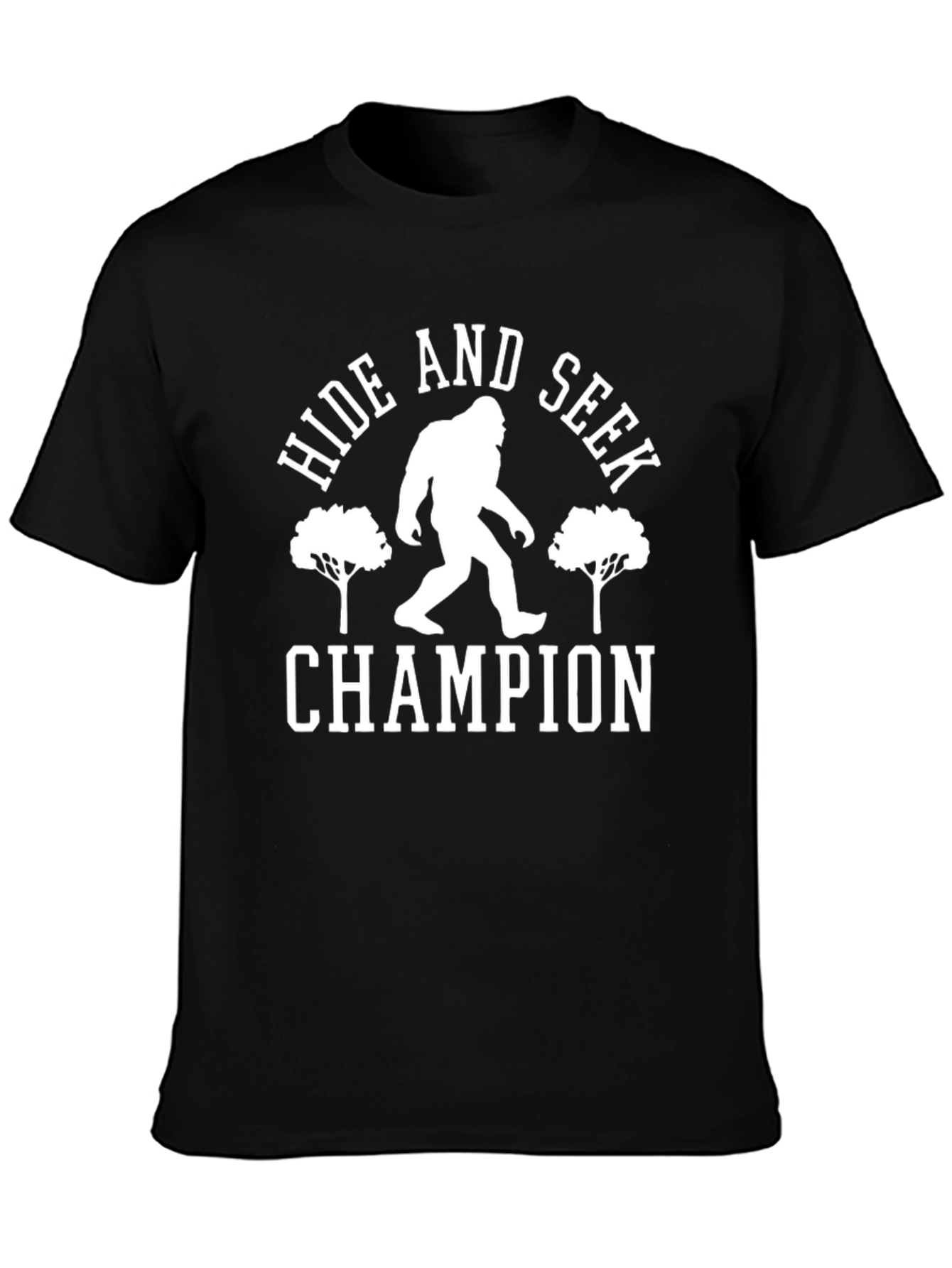 Hide and Seek Champion Black T-Shirt Bigfoot Design
