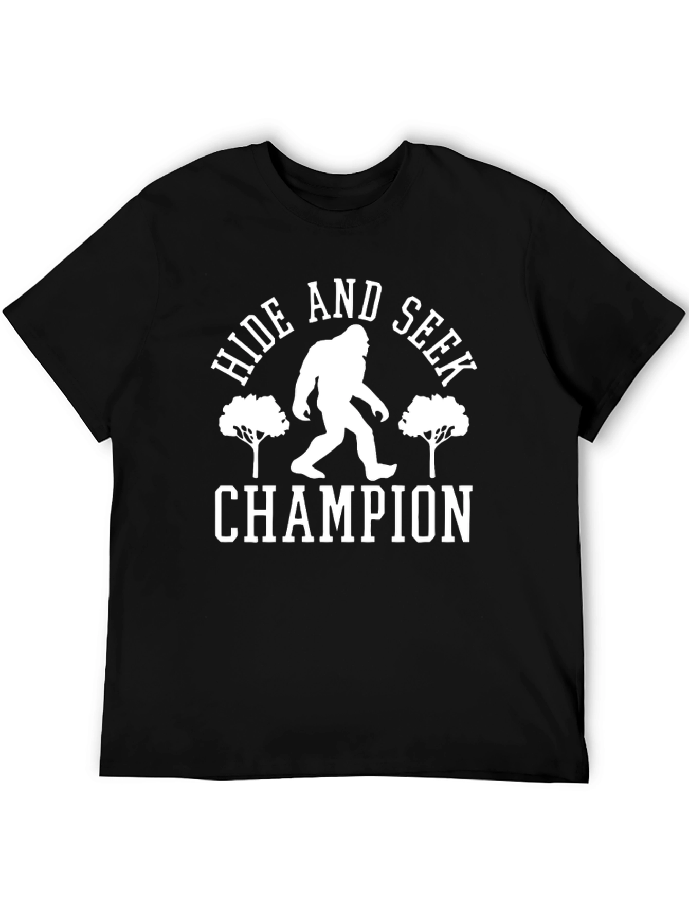 Hide and Seek Champion Black T-Shirt Bigfoot Design