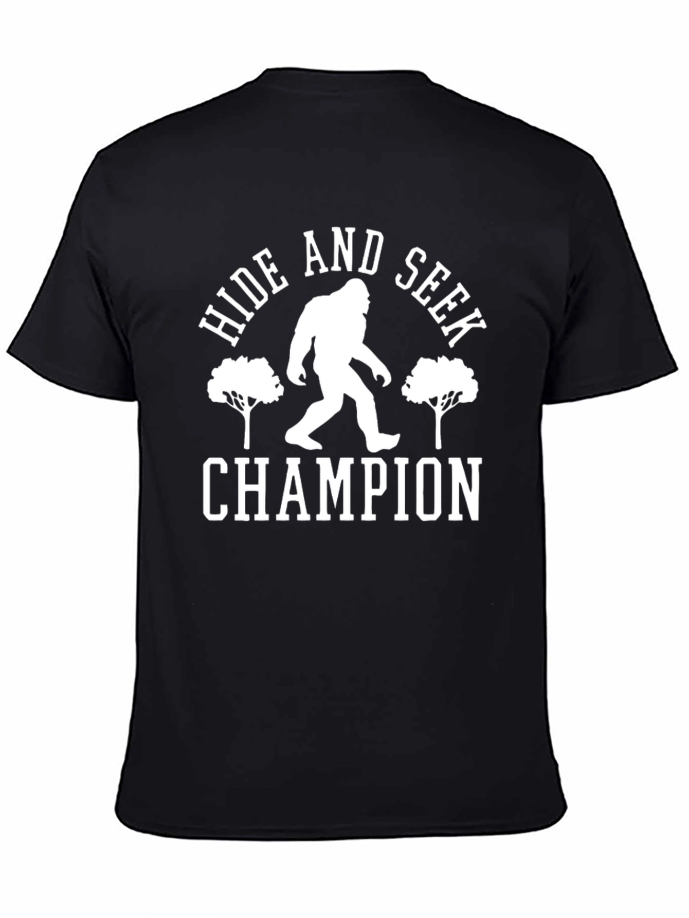 Hide and Seek Champion Black T-Shirt Bigfoot Design