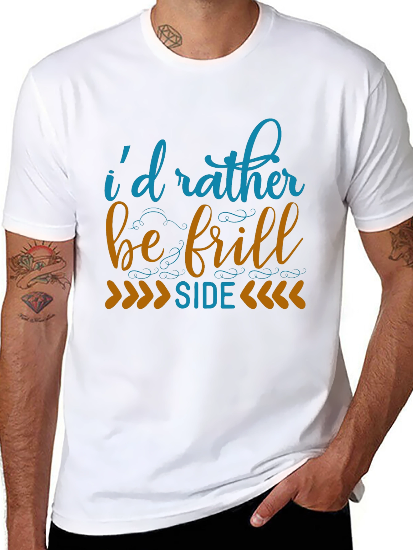 Id Rather Be Frill Side Black T-Shirt
