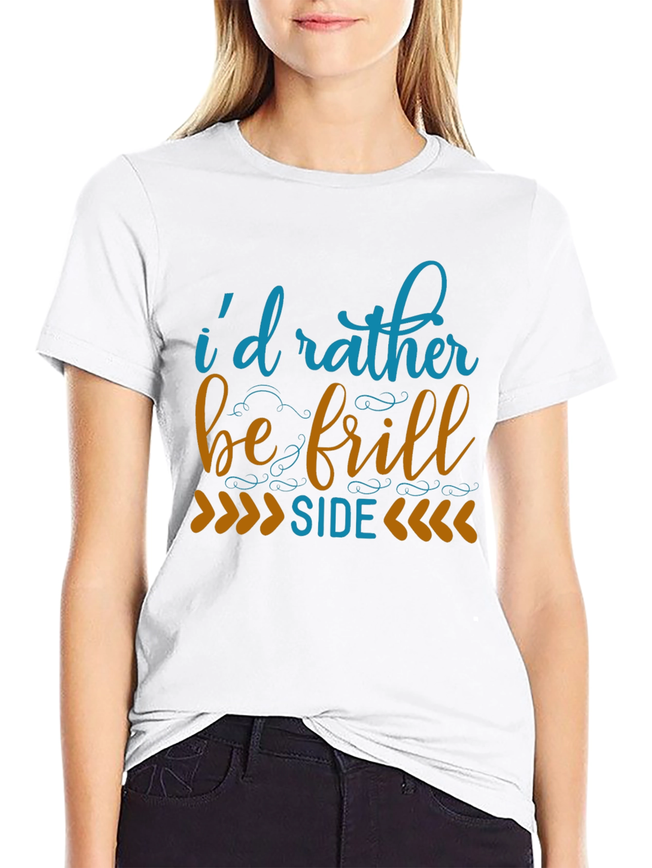 Id Rather Be Frill Side Black T-Shirt