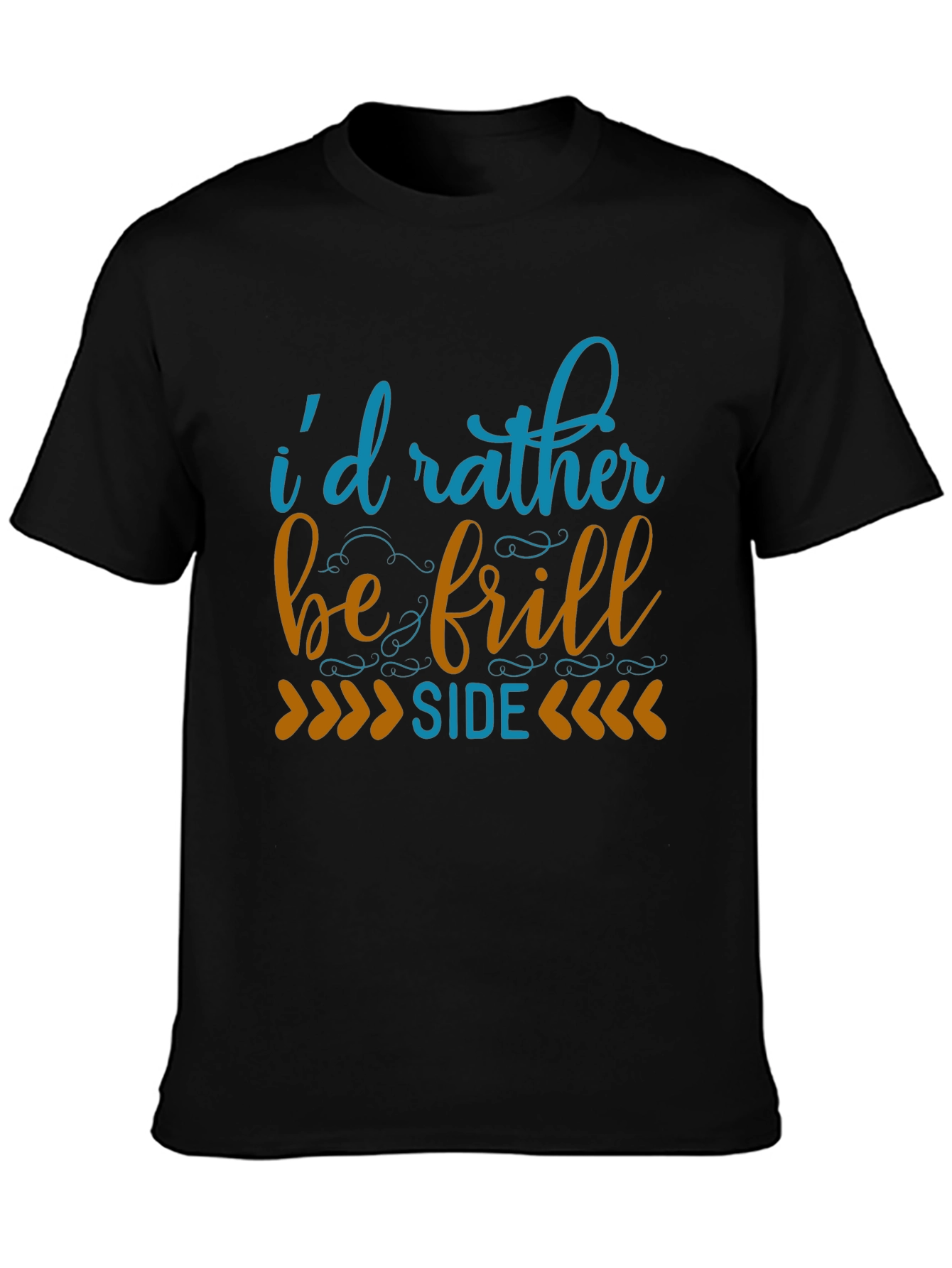 Id Rather Be Frill Side Black T-Shirt