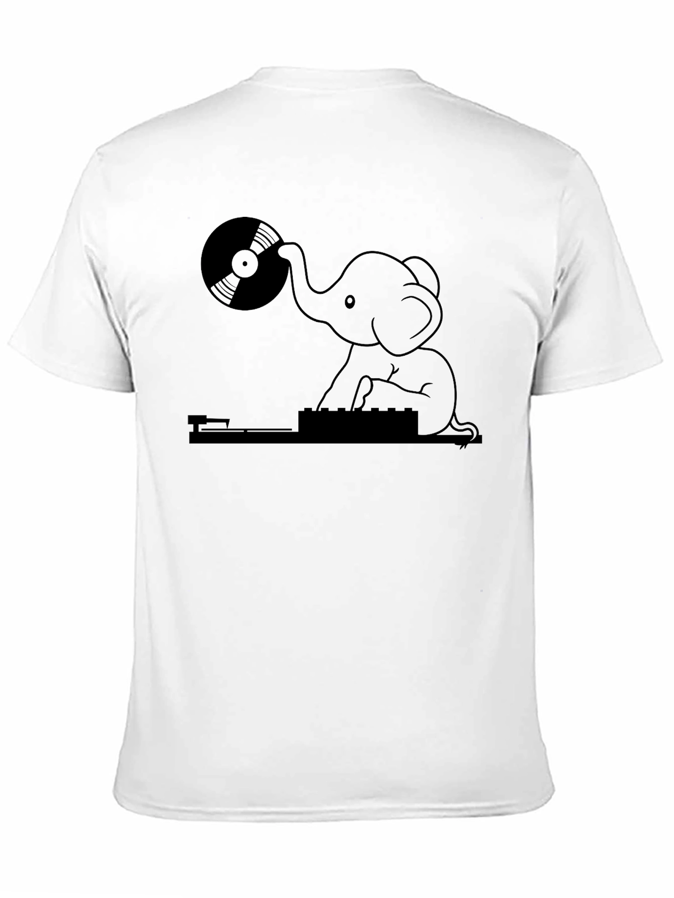 DJ Elephant Graphic Tee - Black Casual T-Shirt