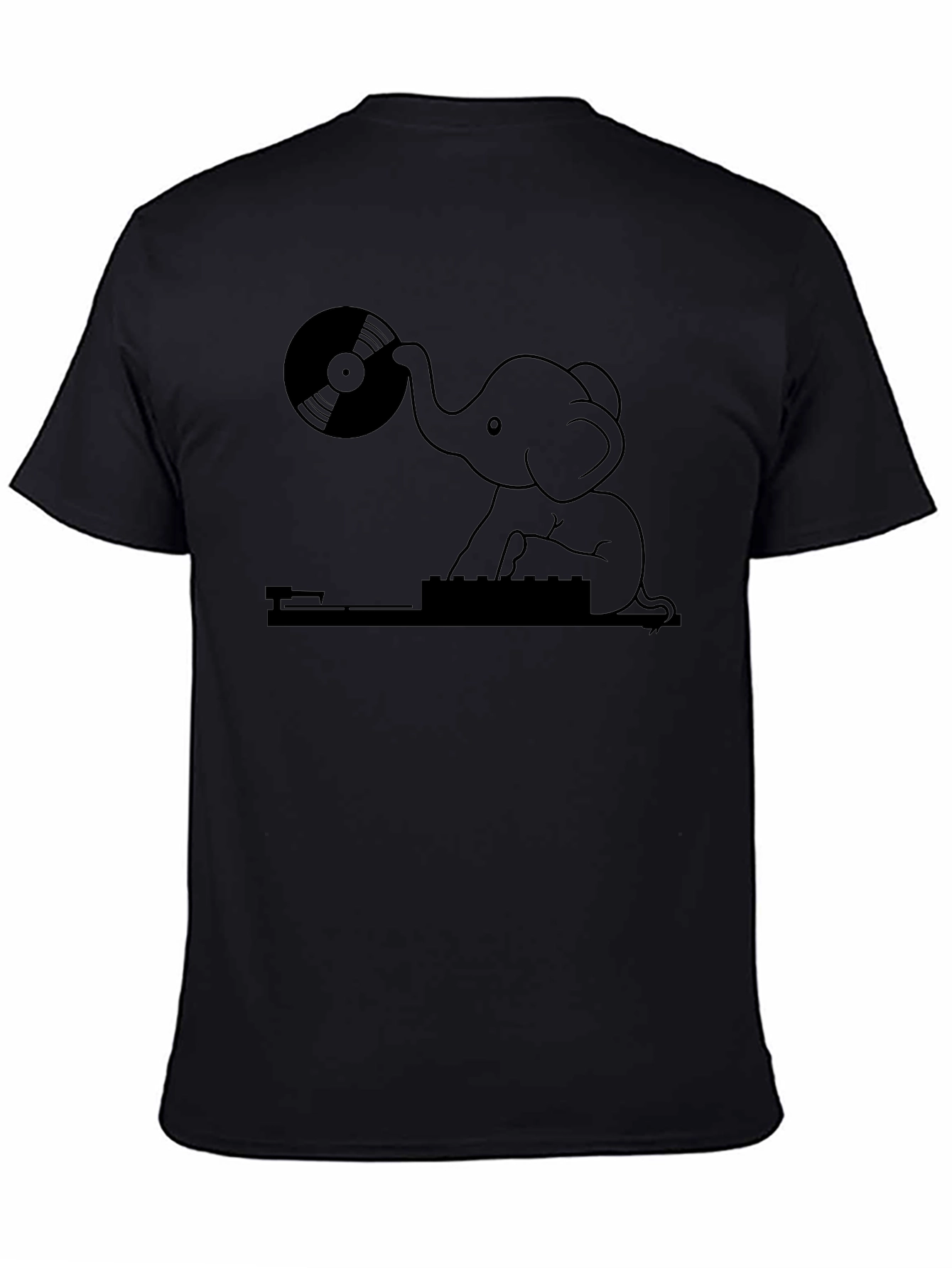 DJ Elephant Graphic Tee - Black Casual T-Shirt