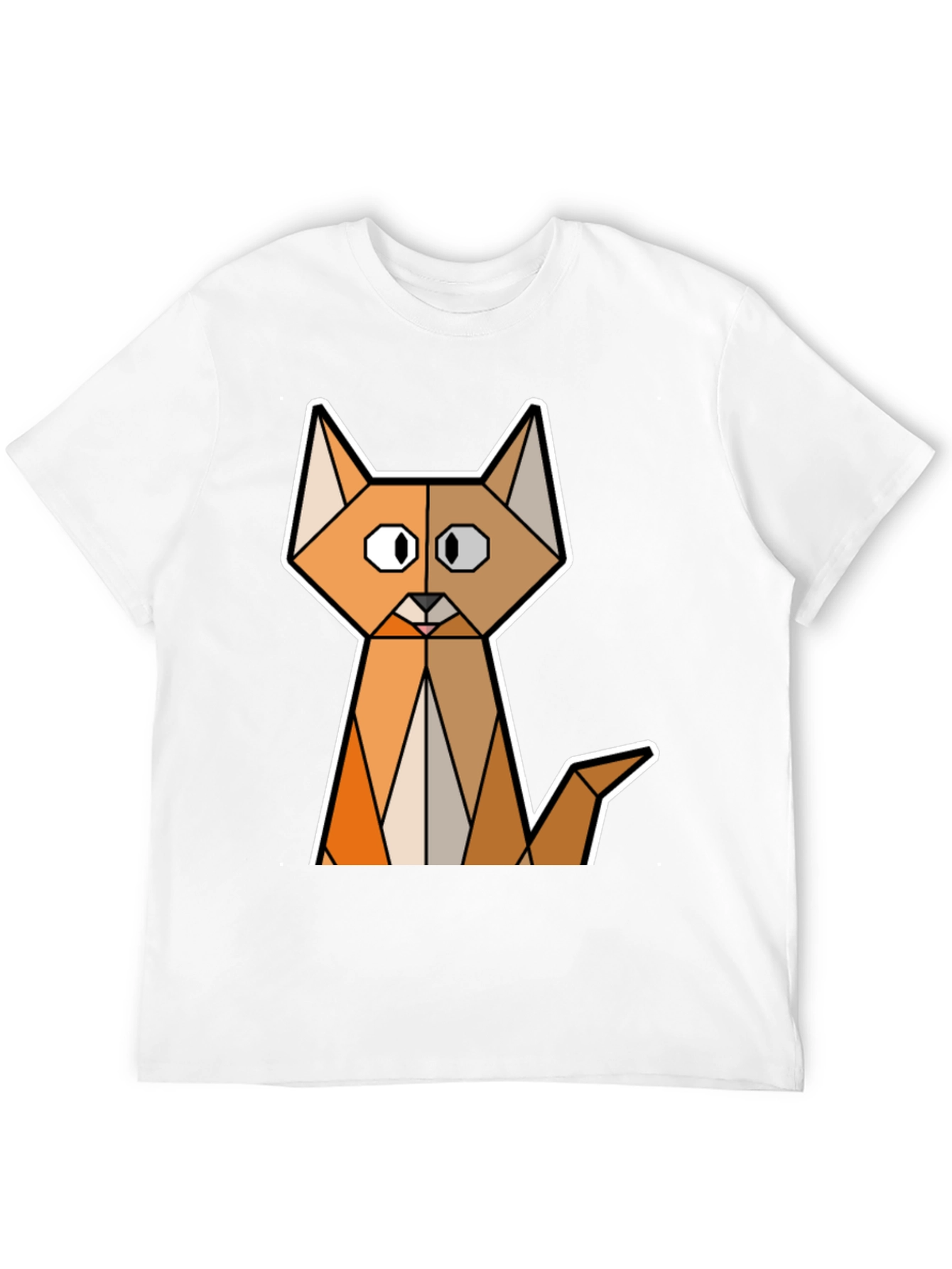 Geometric Cat T-Shirt - Modern Graphic Tee