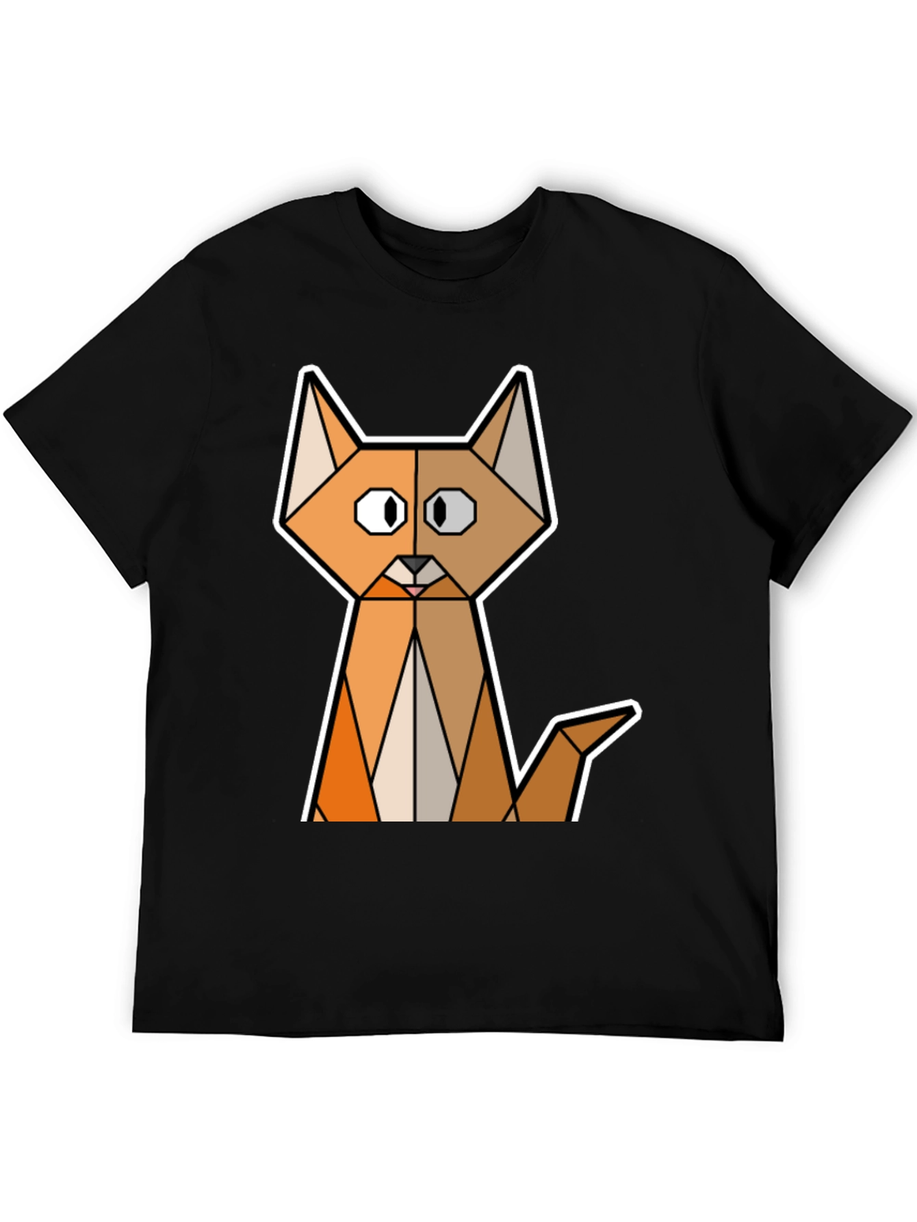 Geometric Cat T-Shirt - Modern Graphic Tee