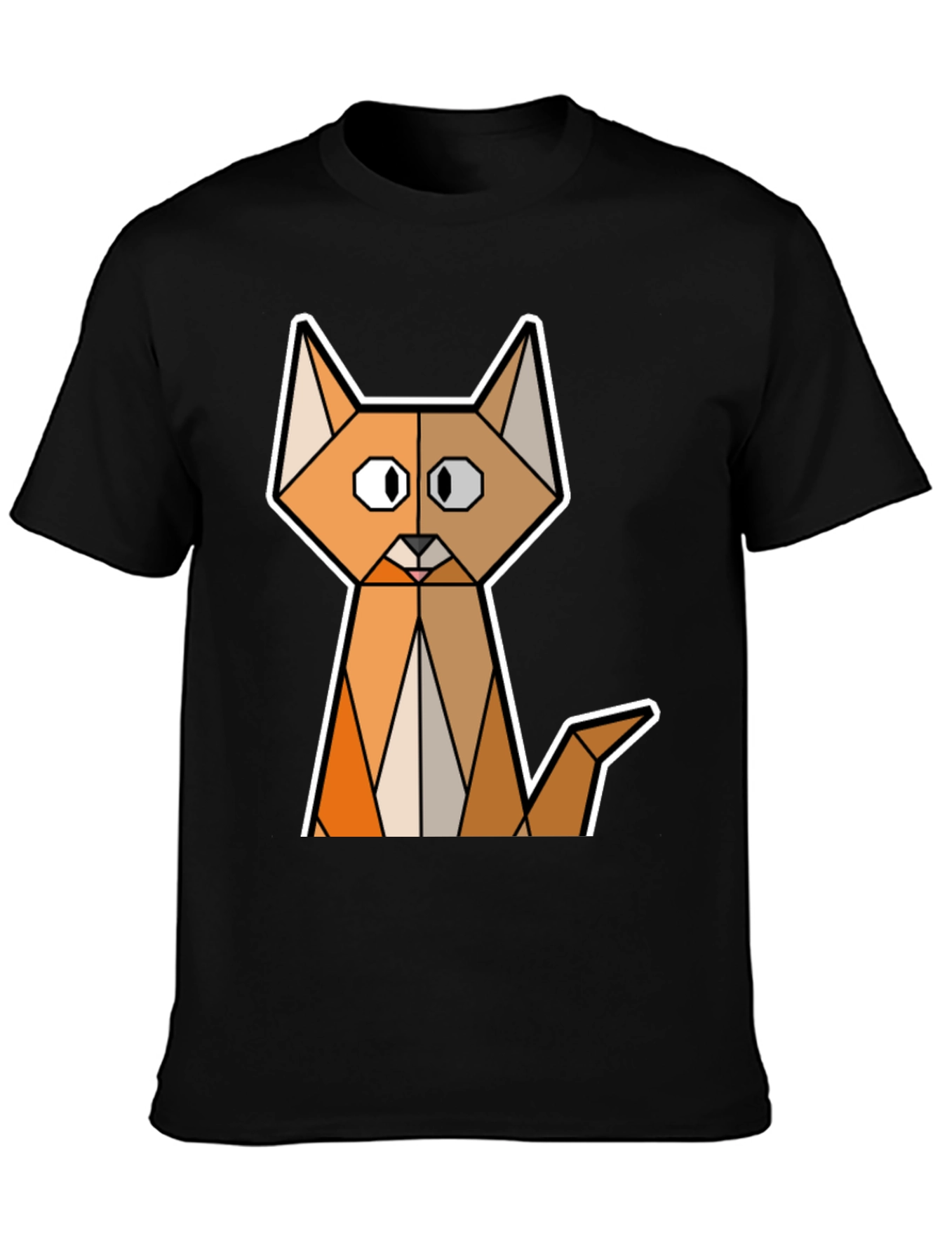 Geometric Cat T-Shirt - Modern Graphic Tee