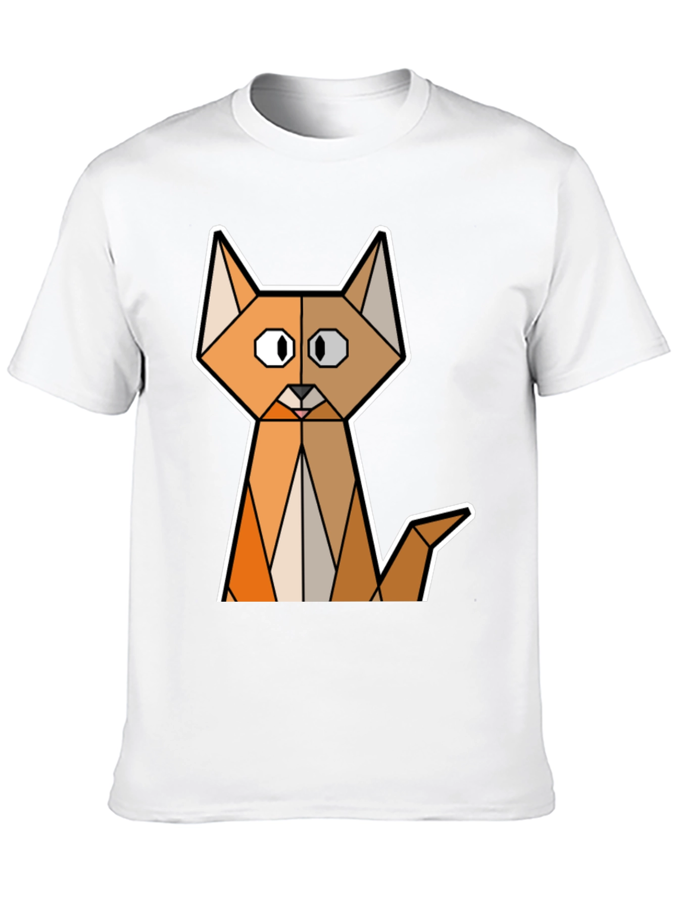 Geometric Cat T-Shirt - Modern Graphic Tee