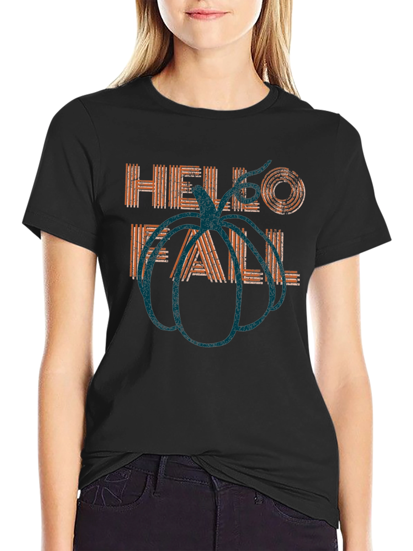 Hello Fall Pumpkin T-Shirt - Autumn Graphic Tee