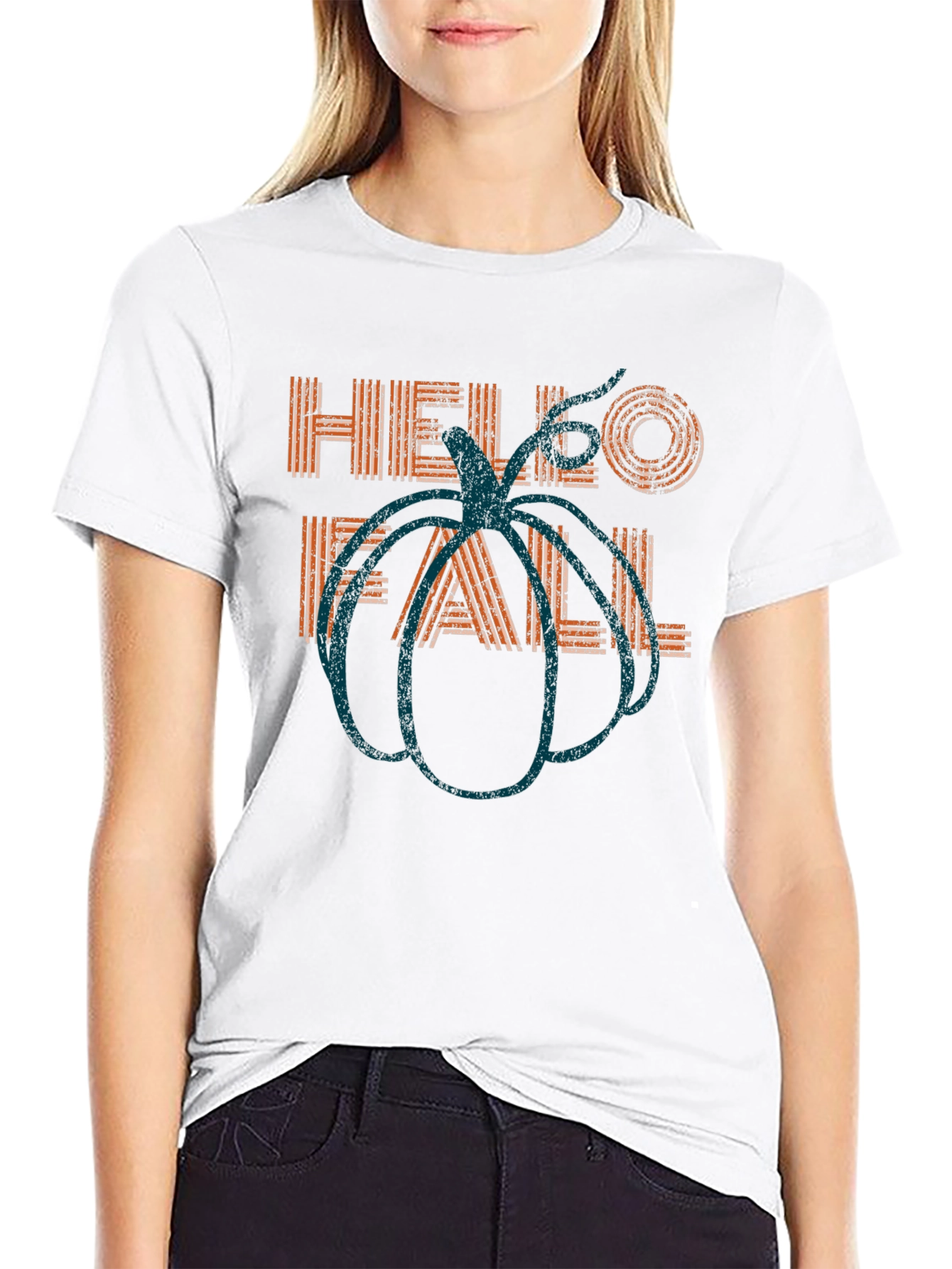 Hello Fall Pumpkin T-Shirt - Autumn Graphic Tee