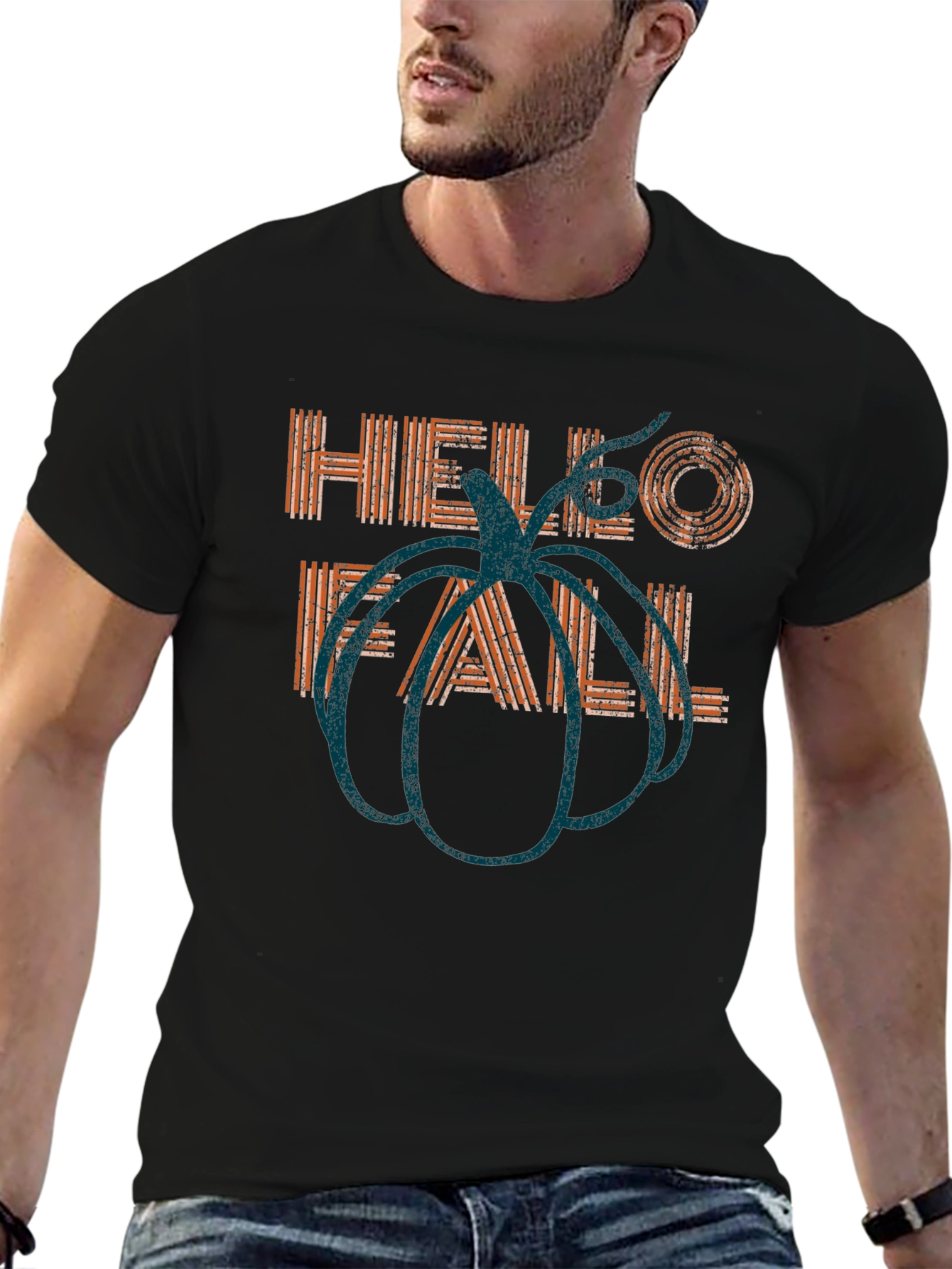 Hello Fall Pumpkin T-Shirt - Autumn Graphic Tee
