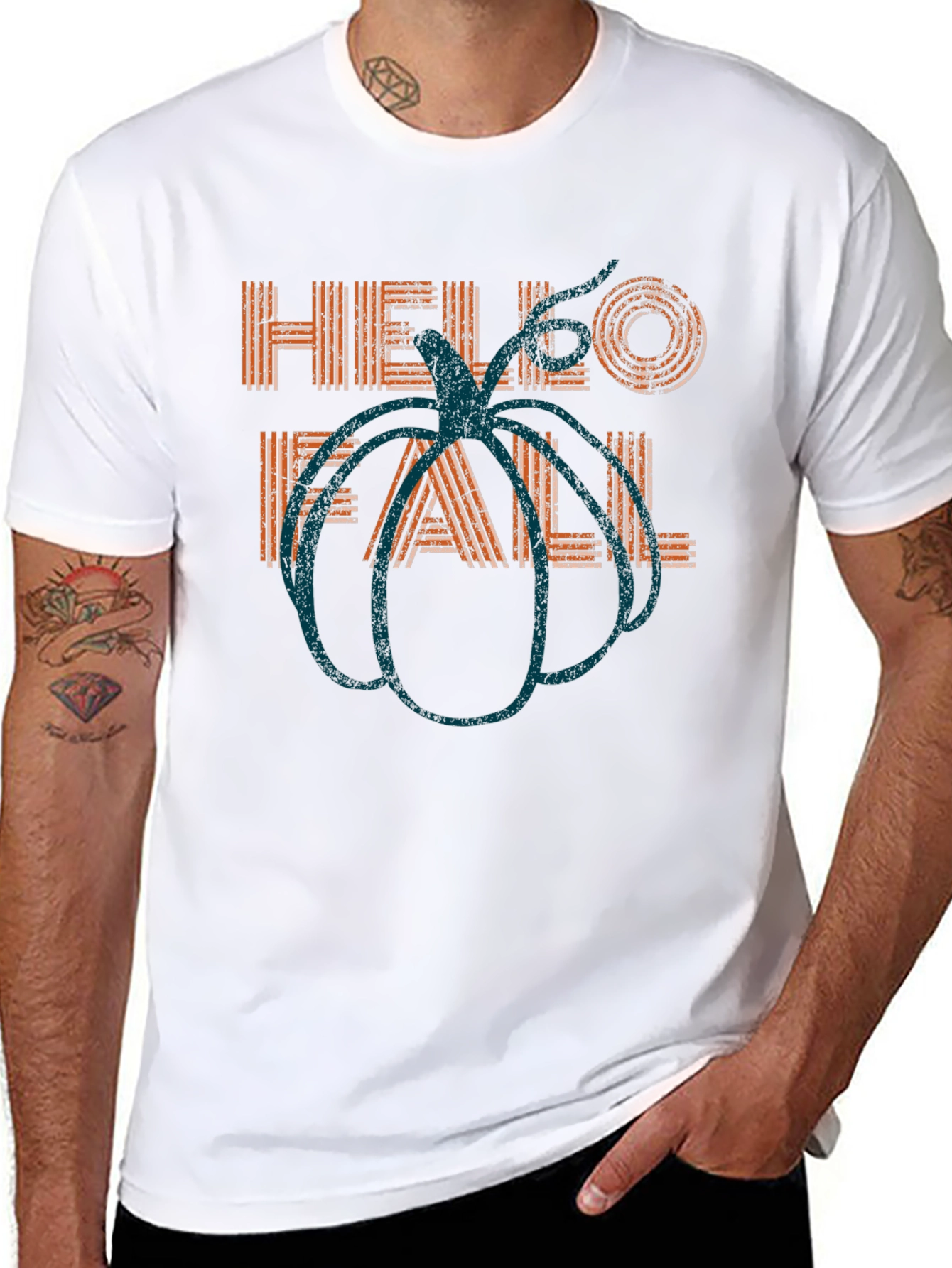 Hello Fall Pumpkin T-Shirt - Autumn Graphic Tee