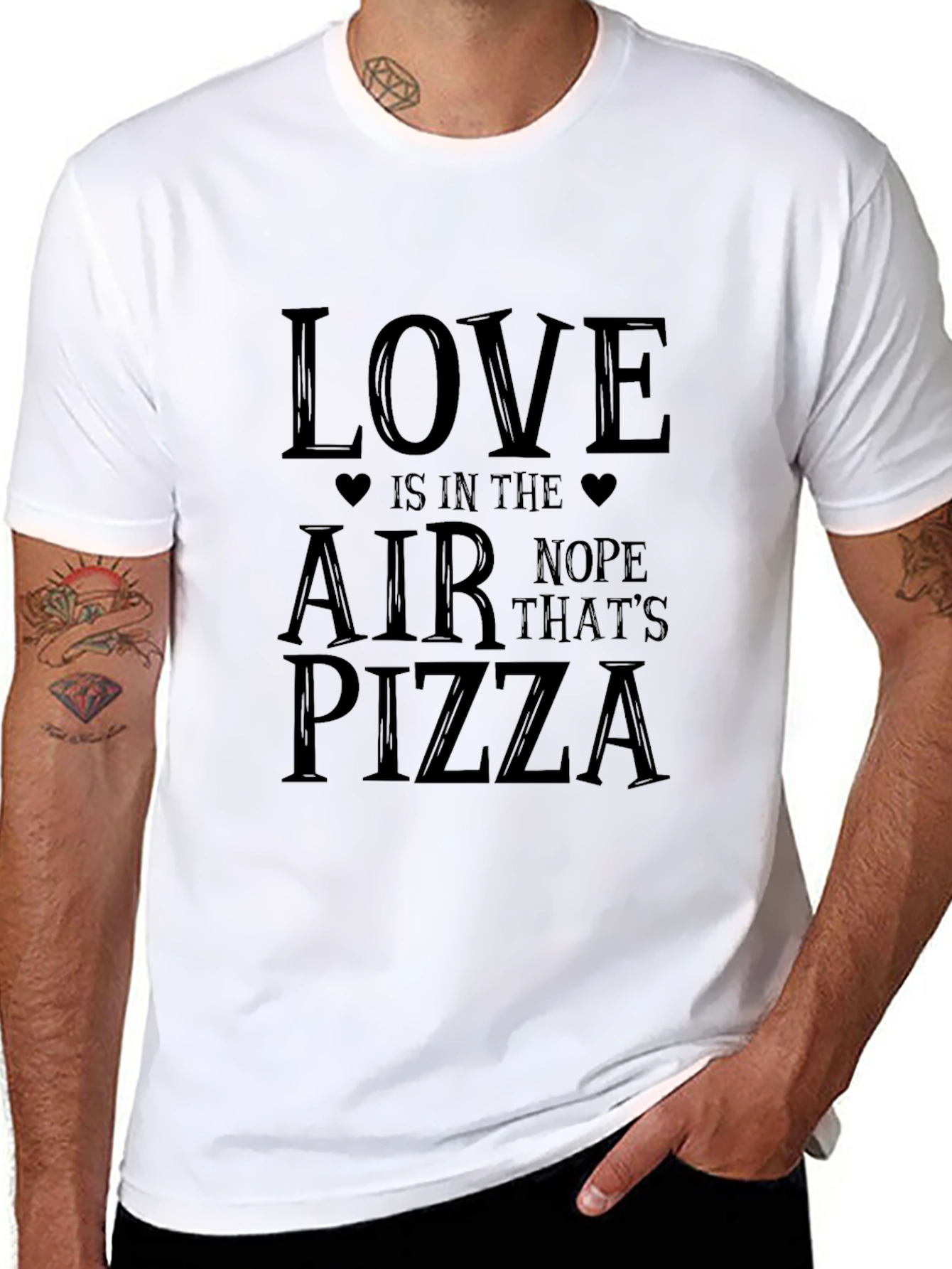 Love Pizza Graphic Tee - Unisex Black T-Shirt