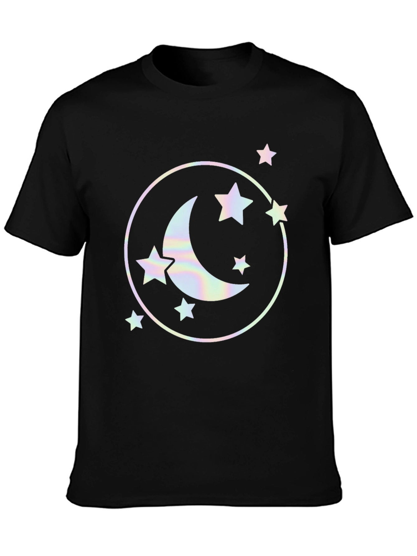 Celestial Moon & Stars Graphic Black T-Shirt