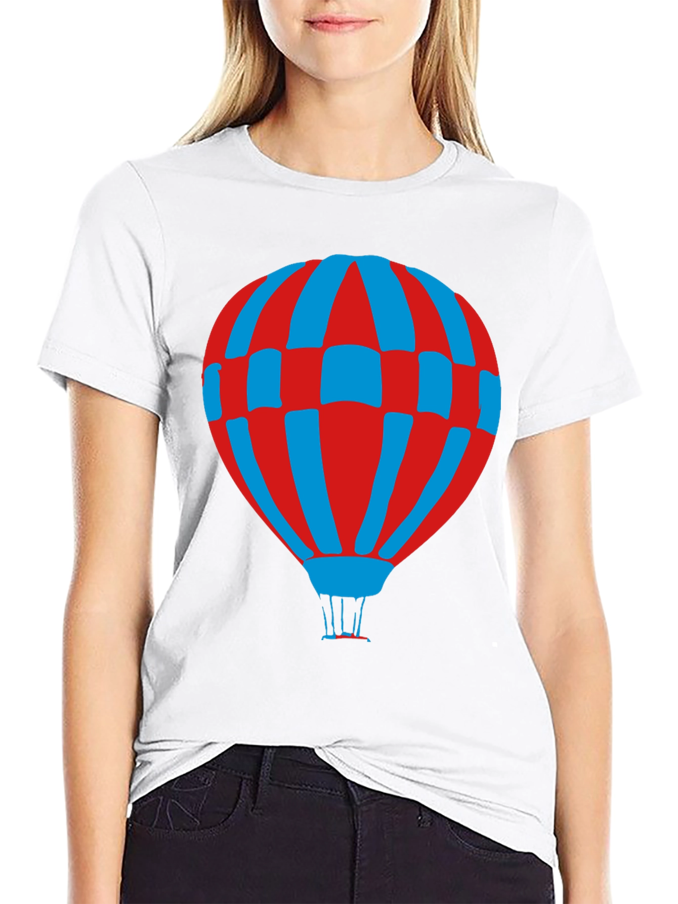Retro Hot Air Balloon Graphic Tee - Black