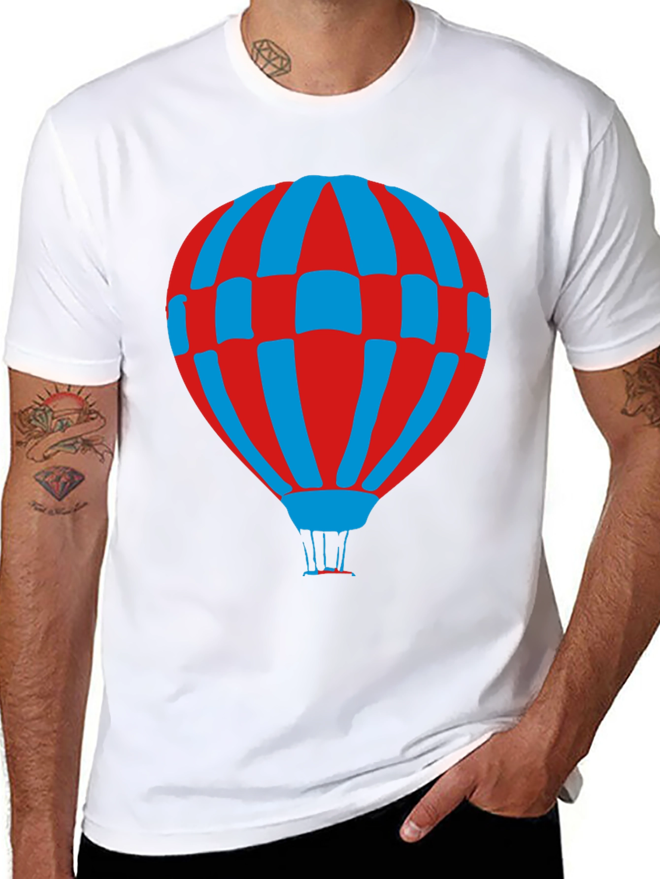 Retro Hot Air Balloon Graphic Tee - Black