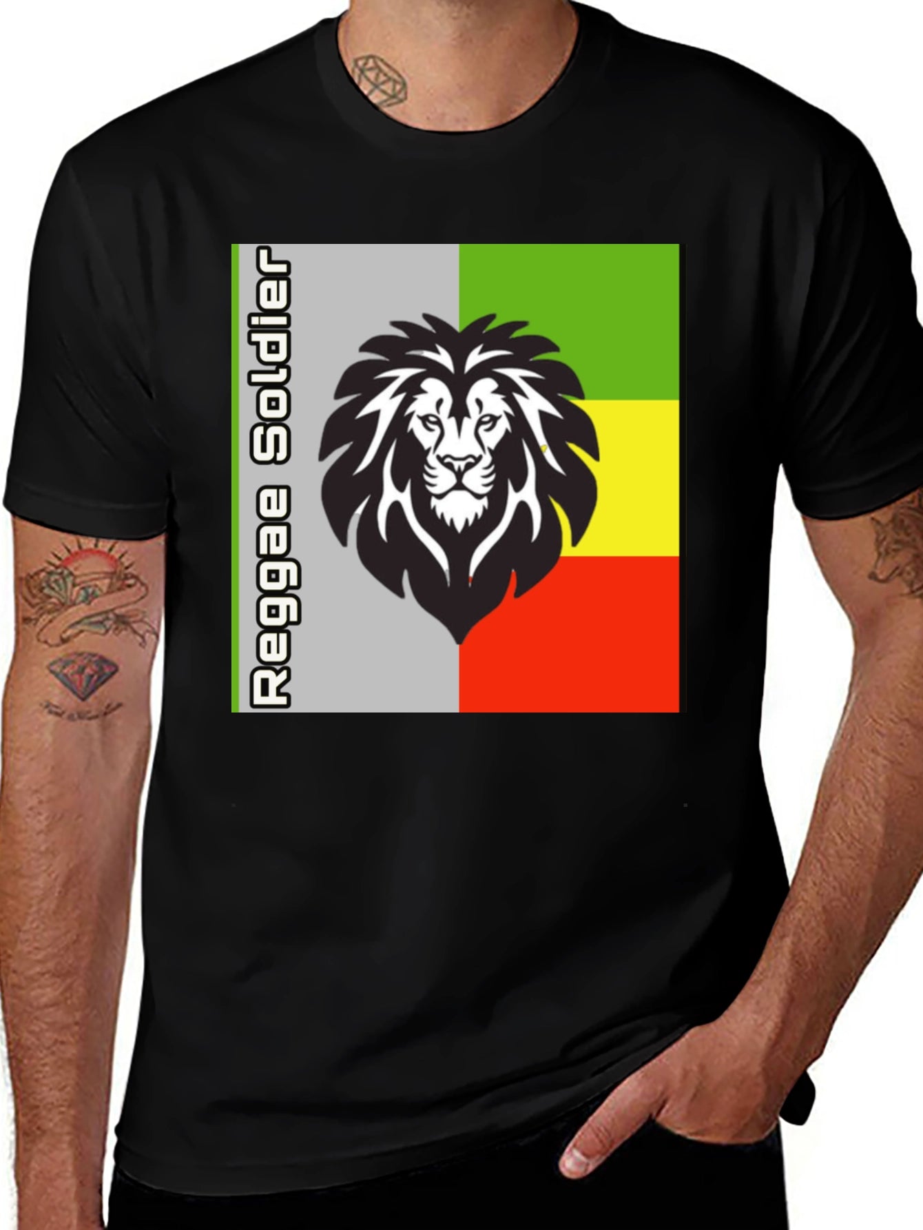 Reggae Soldier Lion Graphic T-Shirt