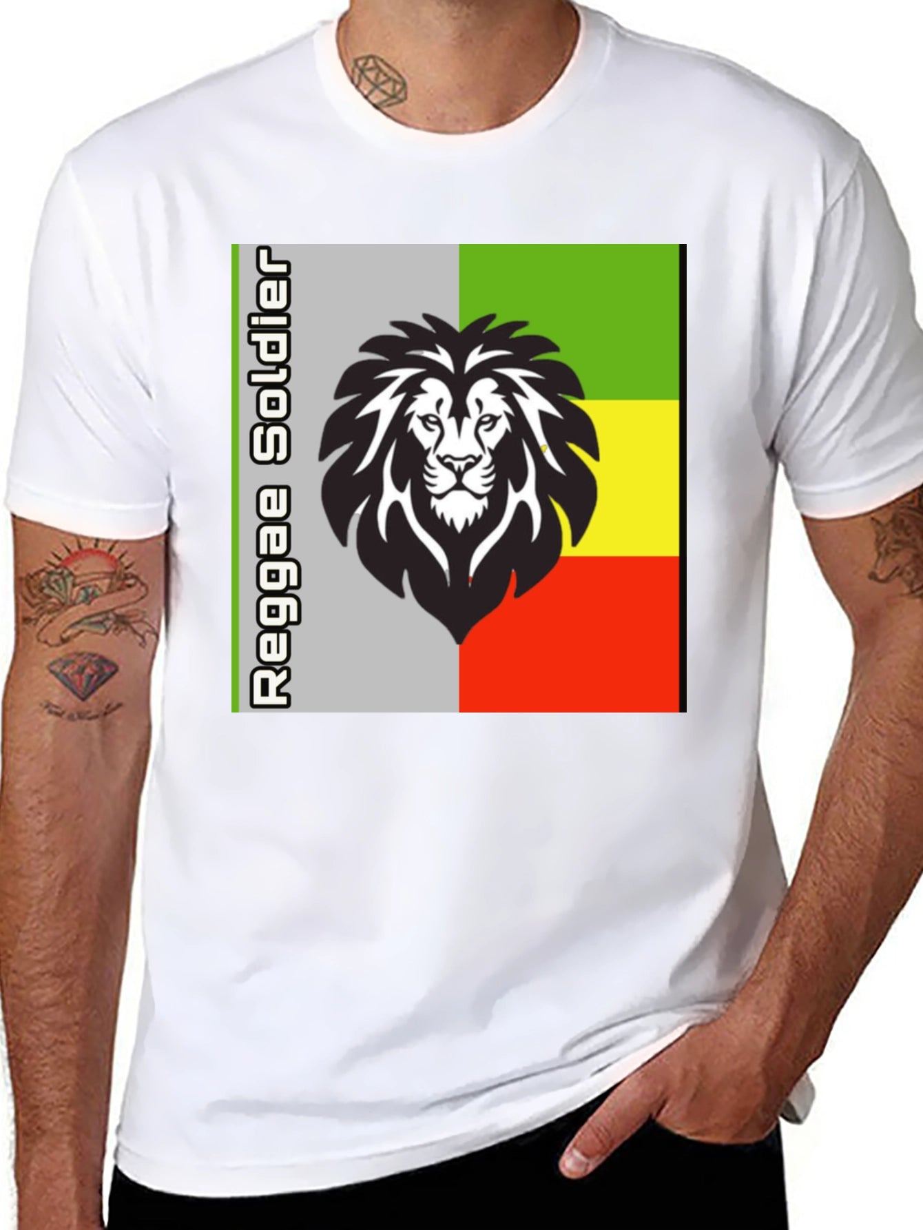 Reggae Soldier Lion Graphic T-Shirt