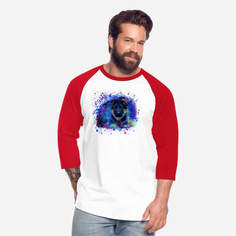 German shepherd, dog, puppy, painting, colorful