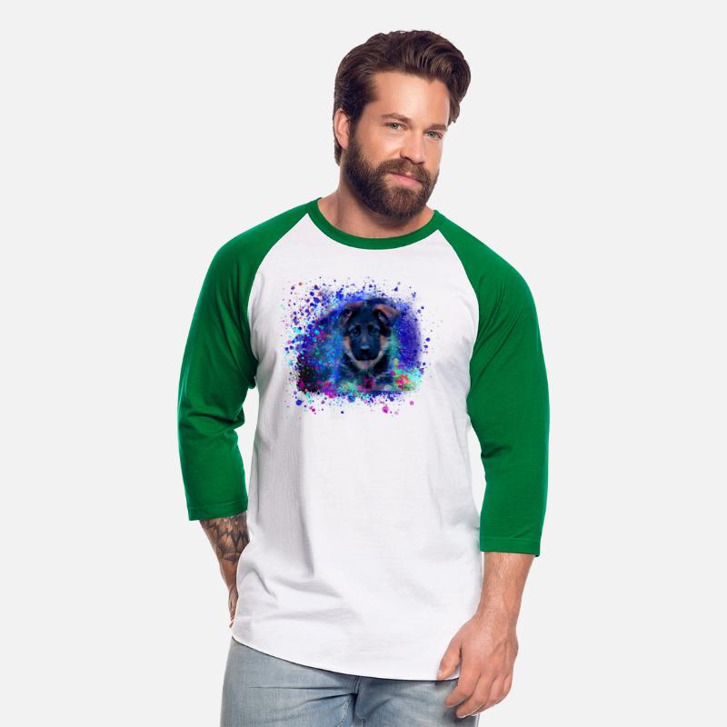 German shepherd, dog, puppy, painting, colorful