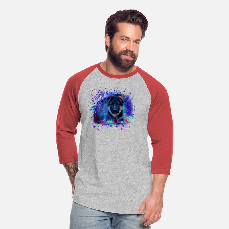 German shepherd, dog, puppy, painting, colorful