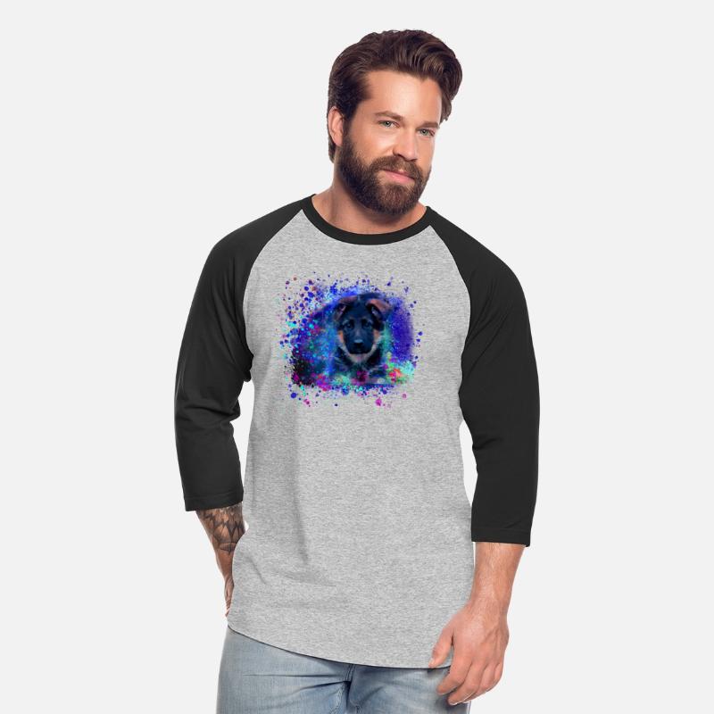 German shepherd, dog, puppy, painting, colorful