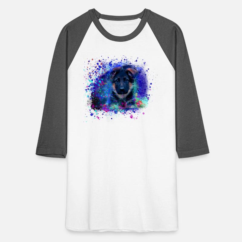 German shepherd, dog, puppy, painting, colorful