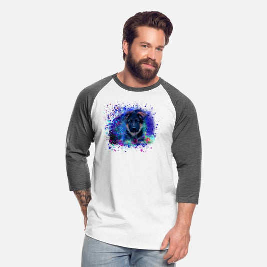 German shepherd, dog, puppy, painting, colorful