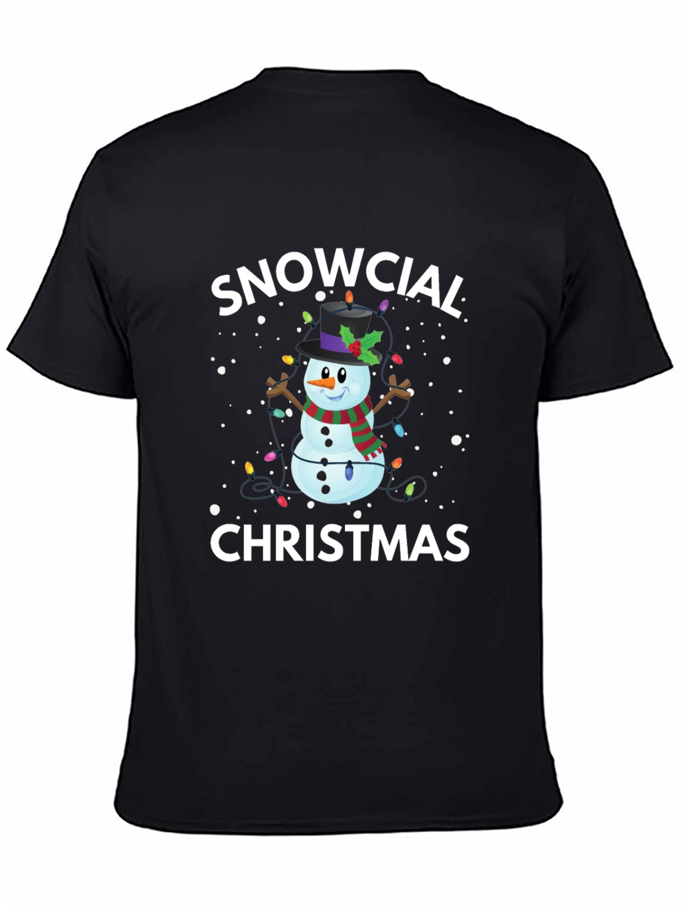 Snowcial Christmas Black T-Shirt
