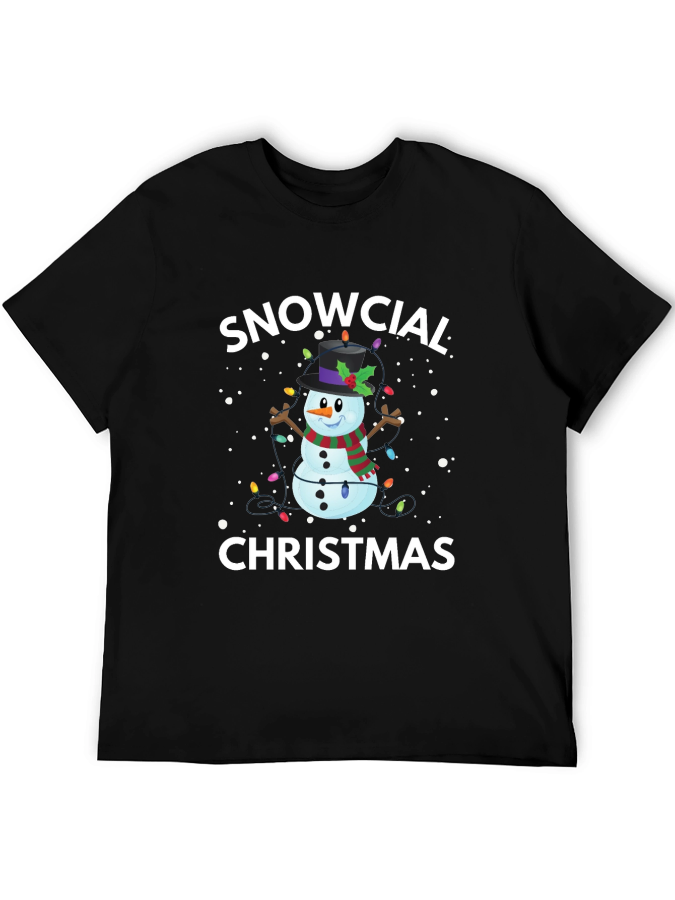 Snowcial Christmas Black T-Shirt