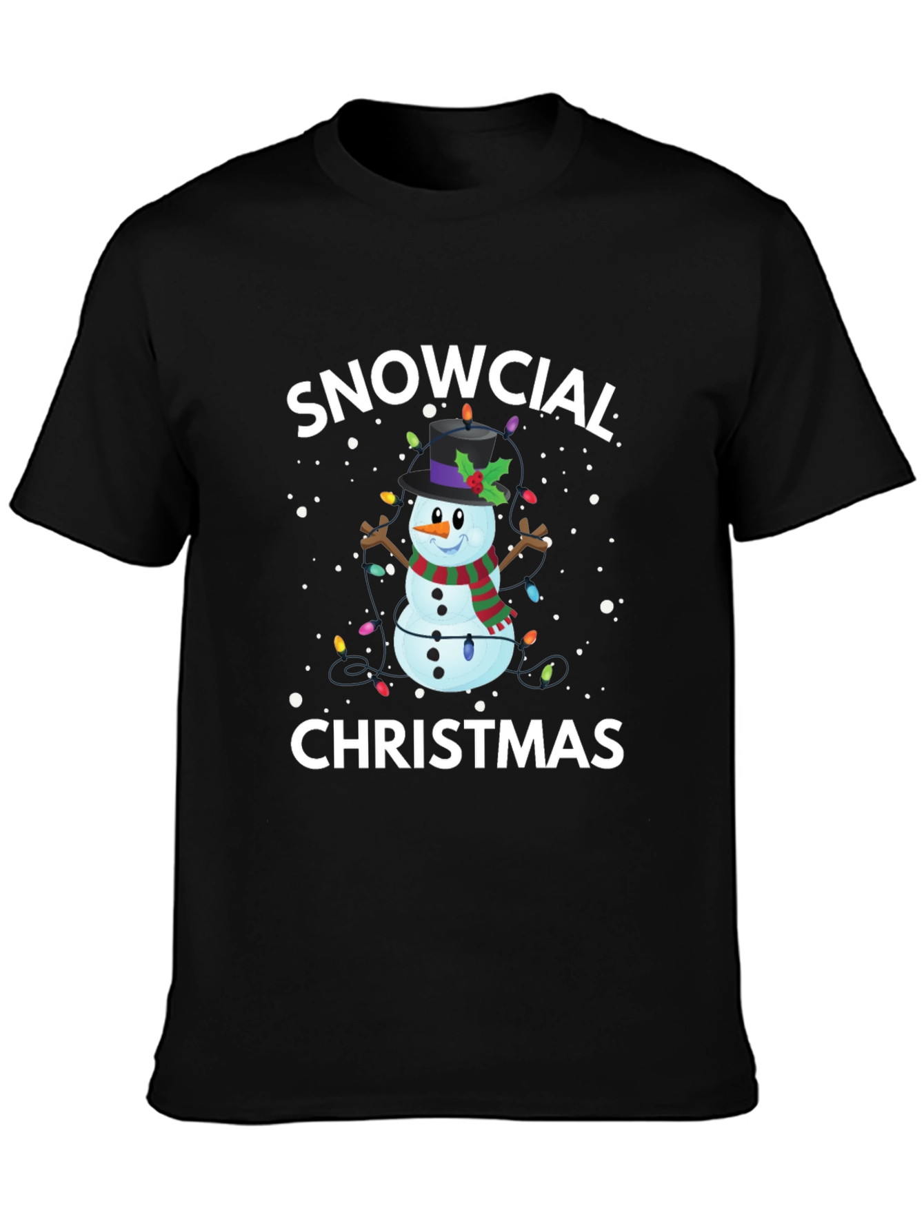 Snowcial Christmas Black T-Shirt