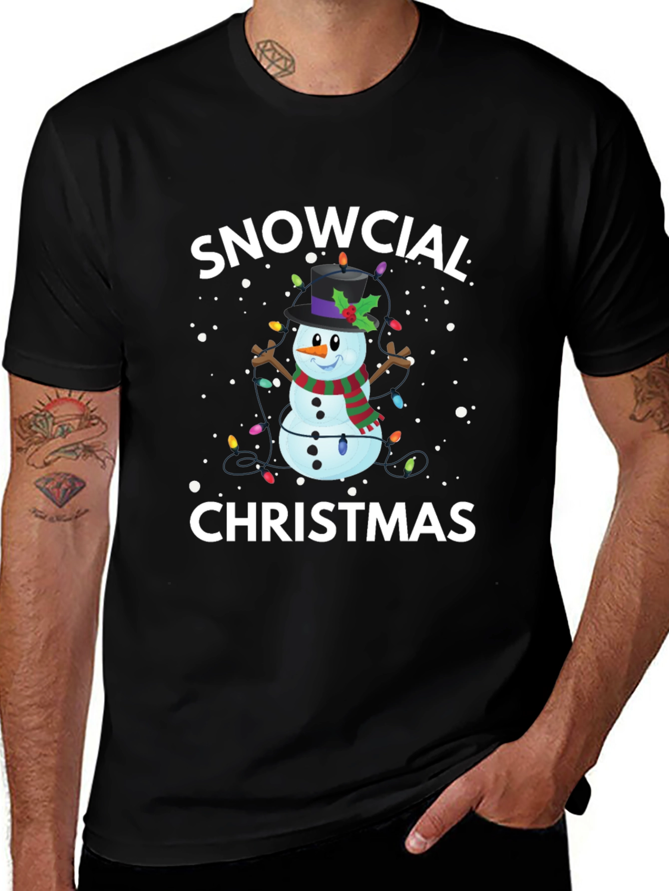 Snowcial Christmas Black T-Shirt