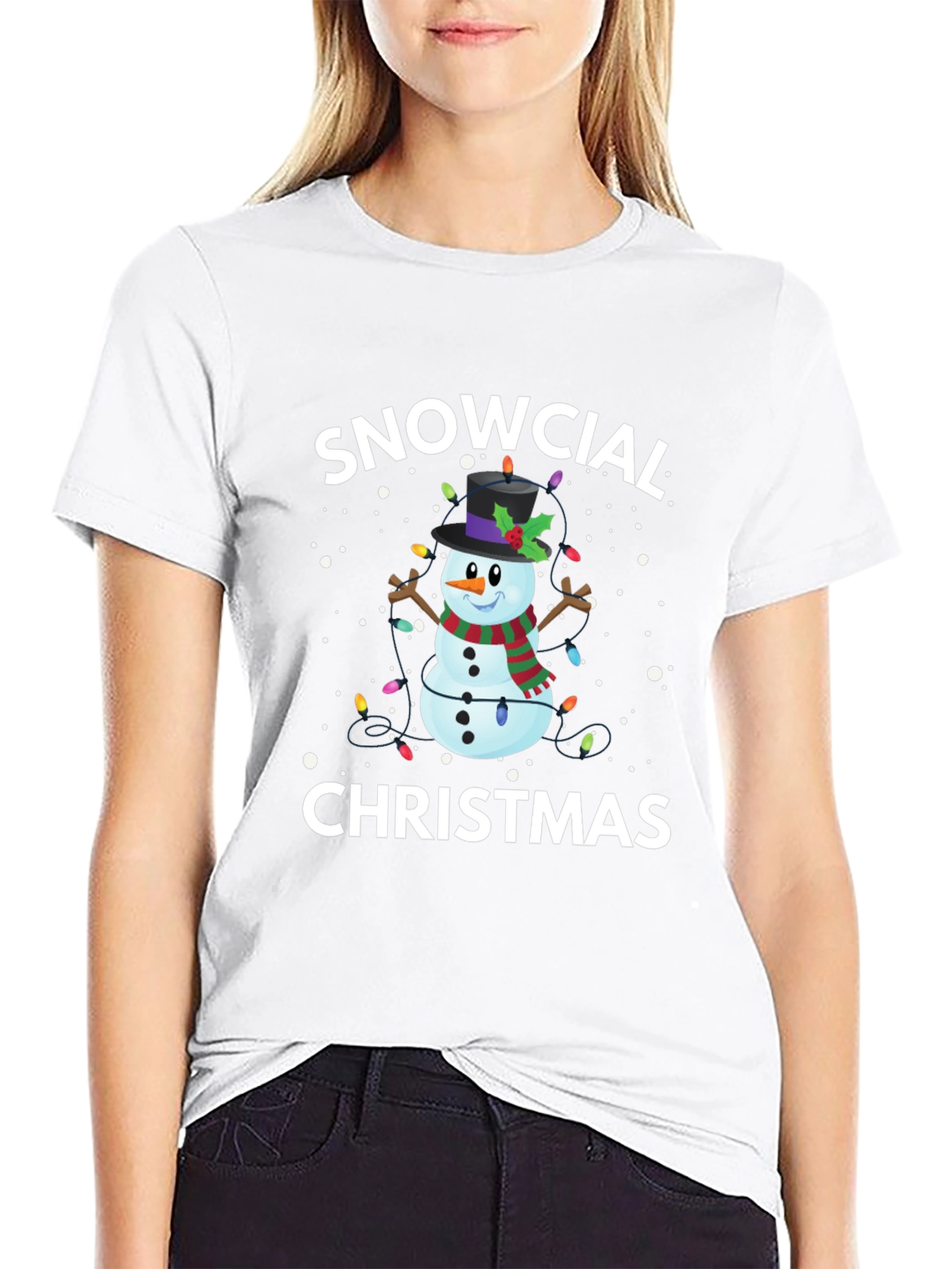 Snowcial Christmas Black T-Shirt
