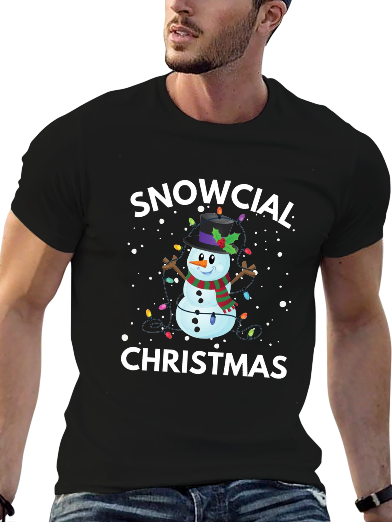Snowcial Christmas Black T-Shirt