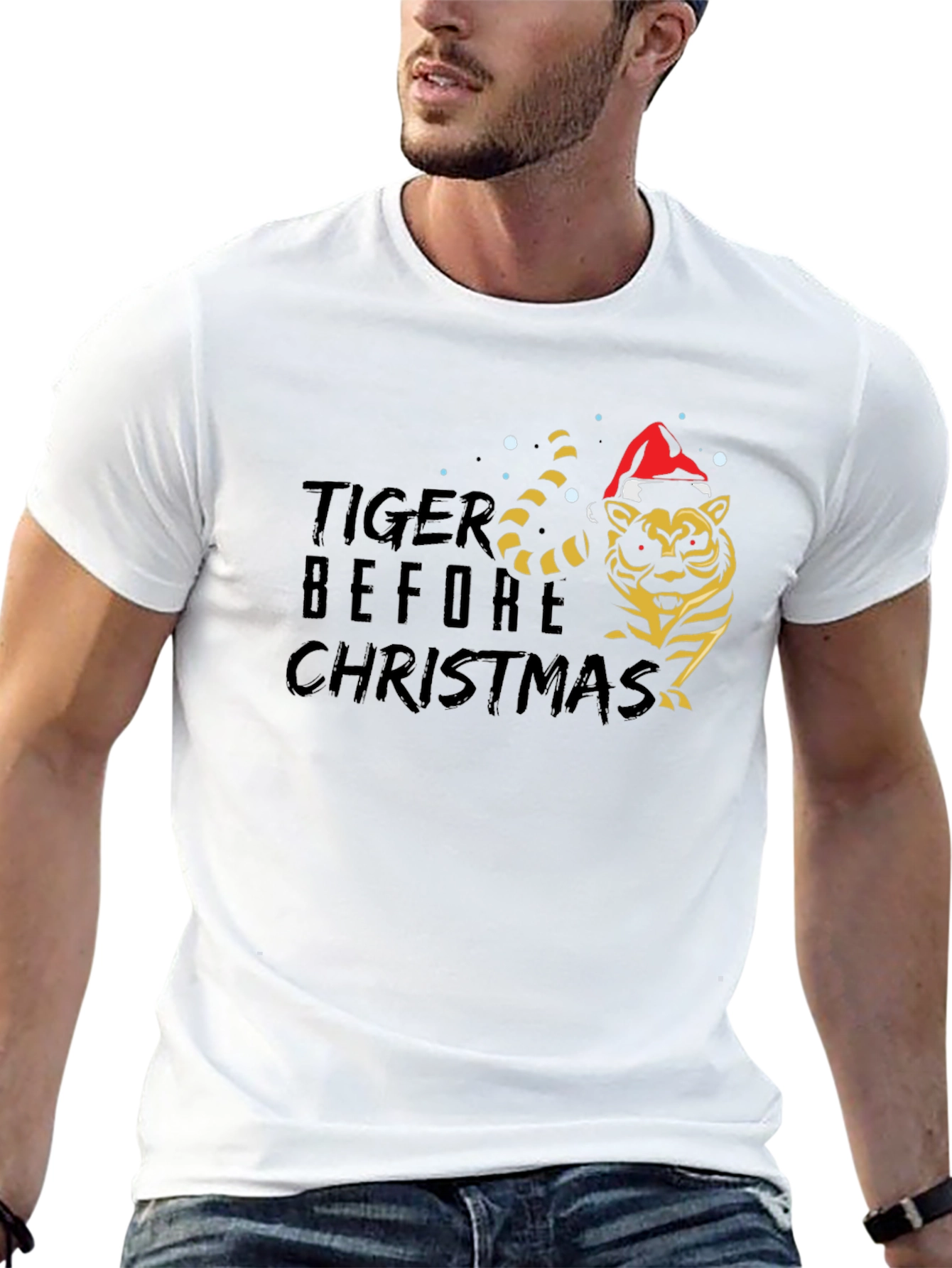 Tiger Before Christmas Black T-Shirt