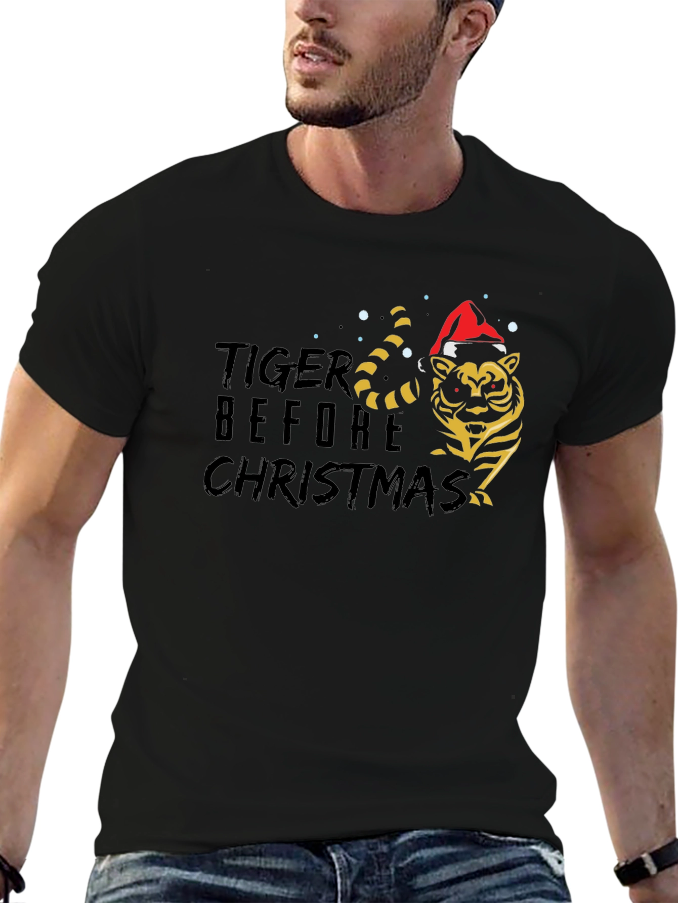 Tiger Before Christmas Black T-Shirt