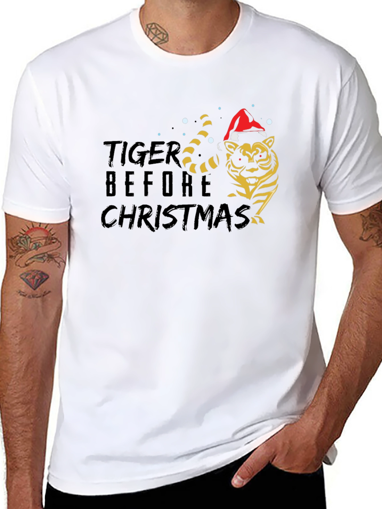 Tiger Before Christmas Black T-Shirt