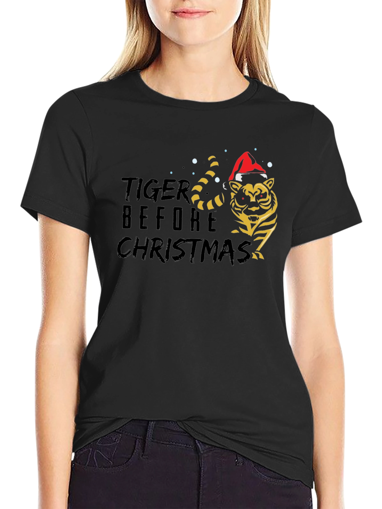 Tiger Before Christmas Black T-Shirt
