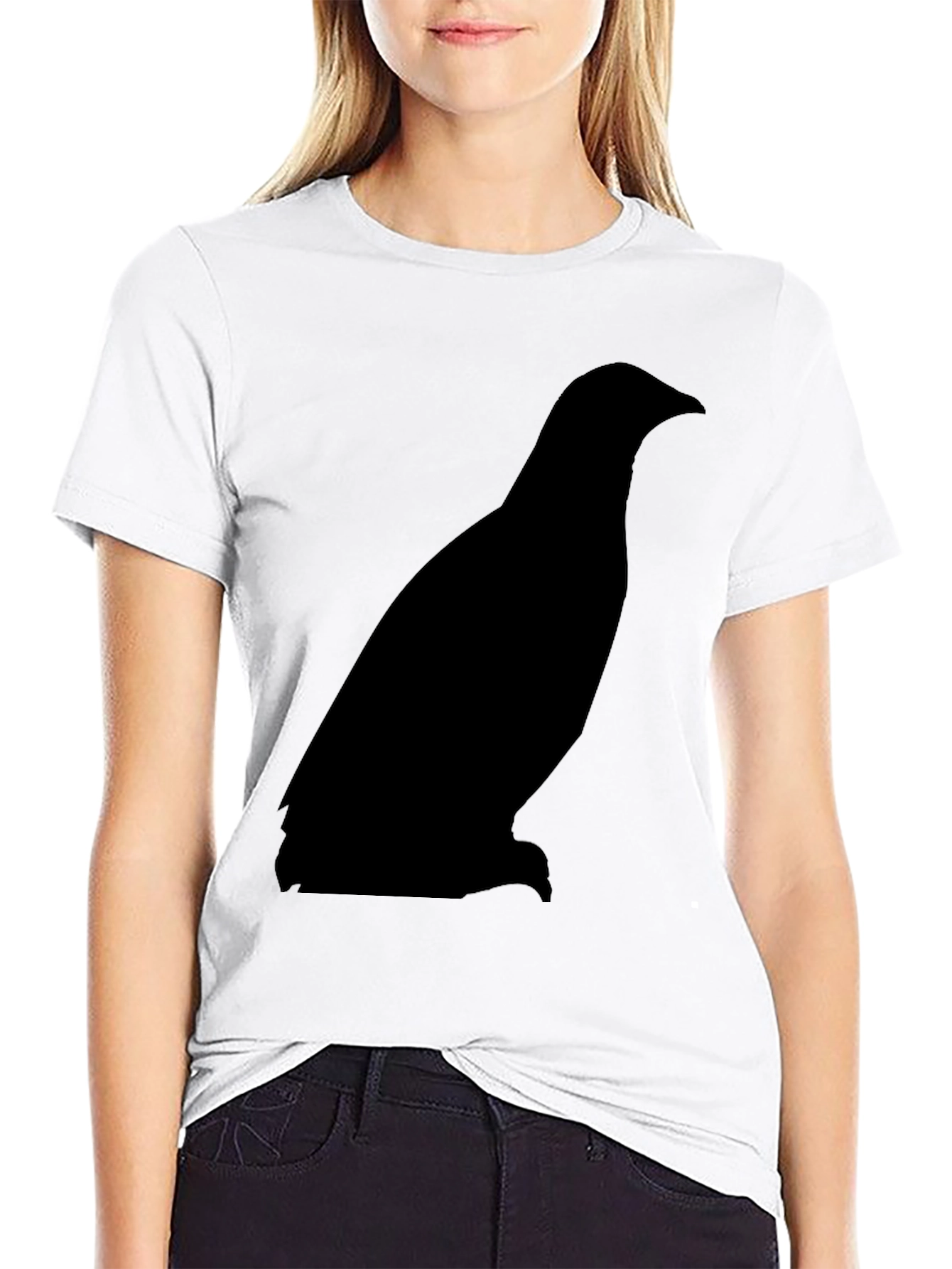 Mens Black T-Shirt with Bird Silhouette Graphic