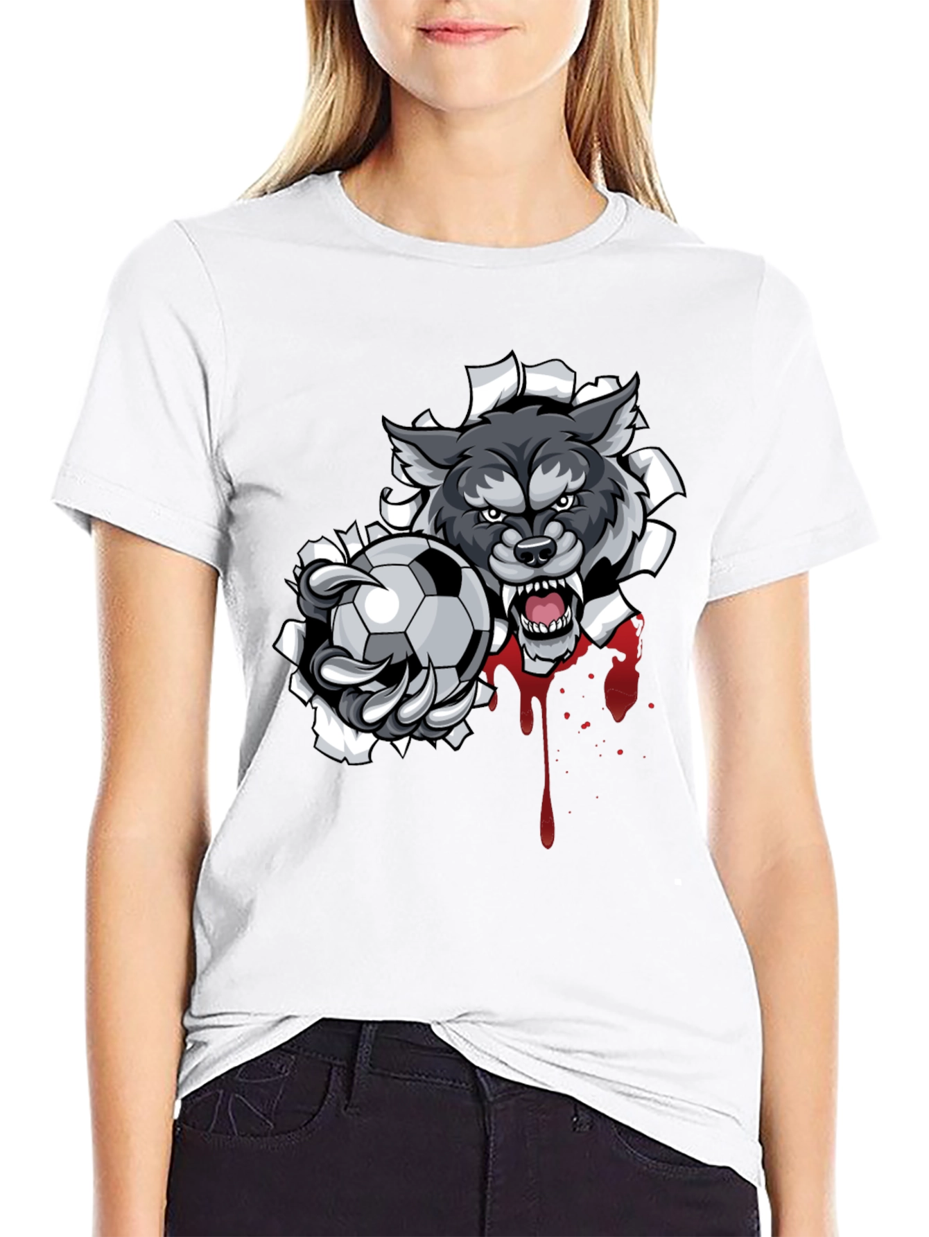Wolf Soccer Ball Graphic T-Shirt